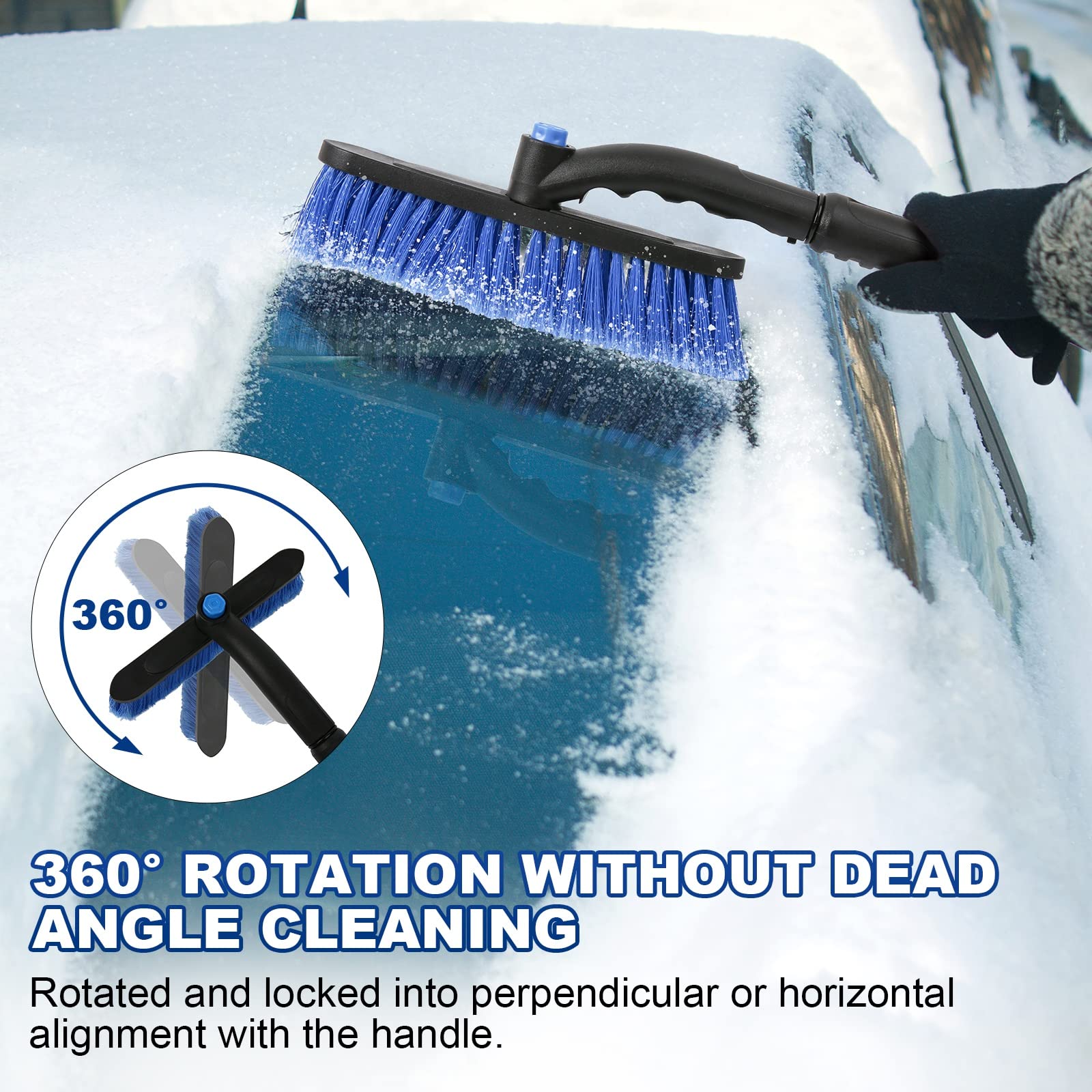 34 Extendable Ice Scrapers For Car Windshield 2-In-1 Snow Brush For Car Snow Scraper For Car Snow Scraper And Drush With Ergonomic Foam Grip For Cars, Trucks, Suvs With 360° Pivoting Brush Head