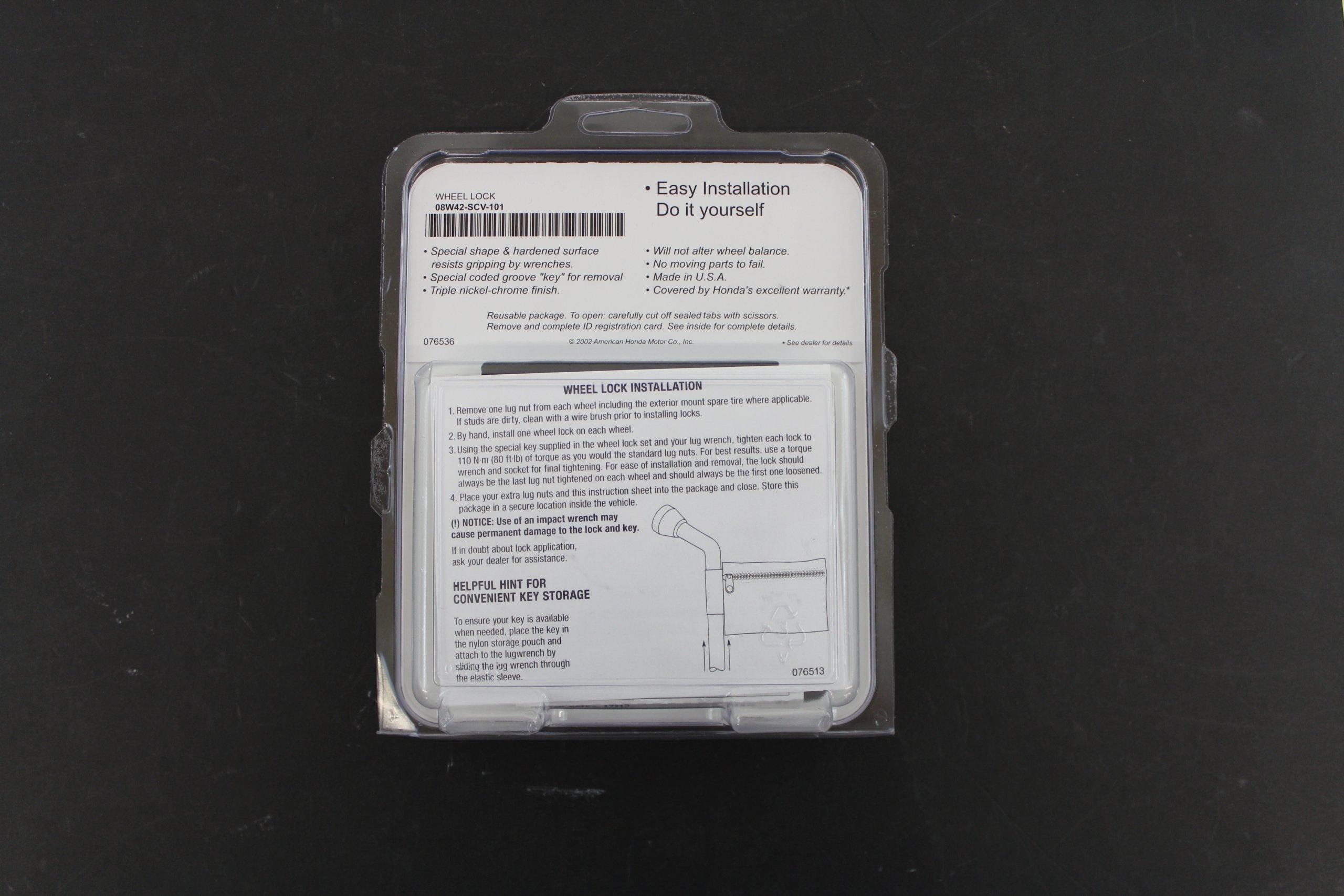 Honda Genuine Accessories 08W42-SCV-101 Alloy Wheel Lock