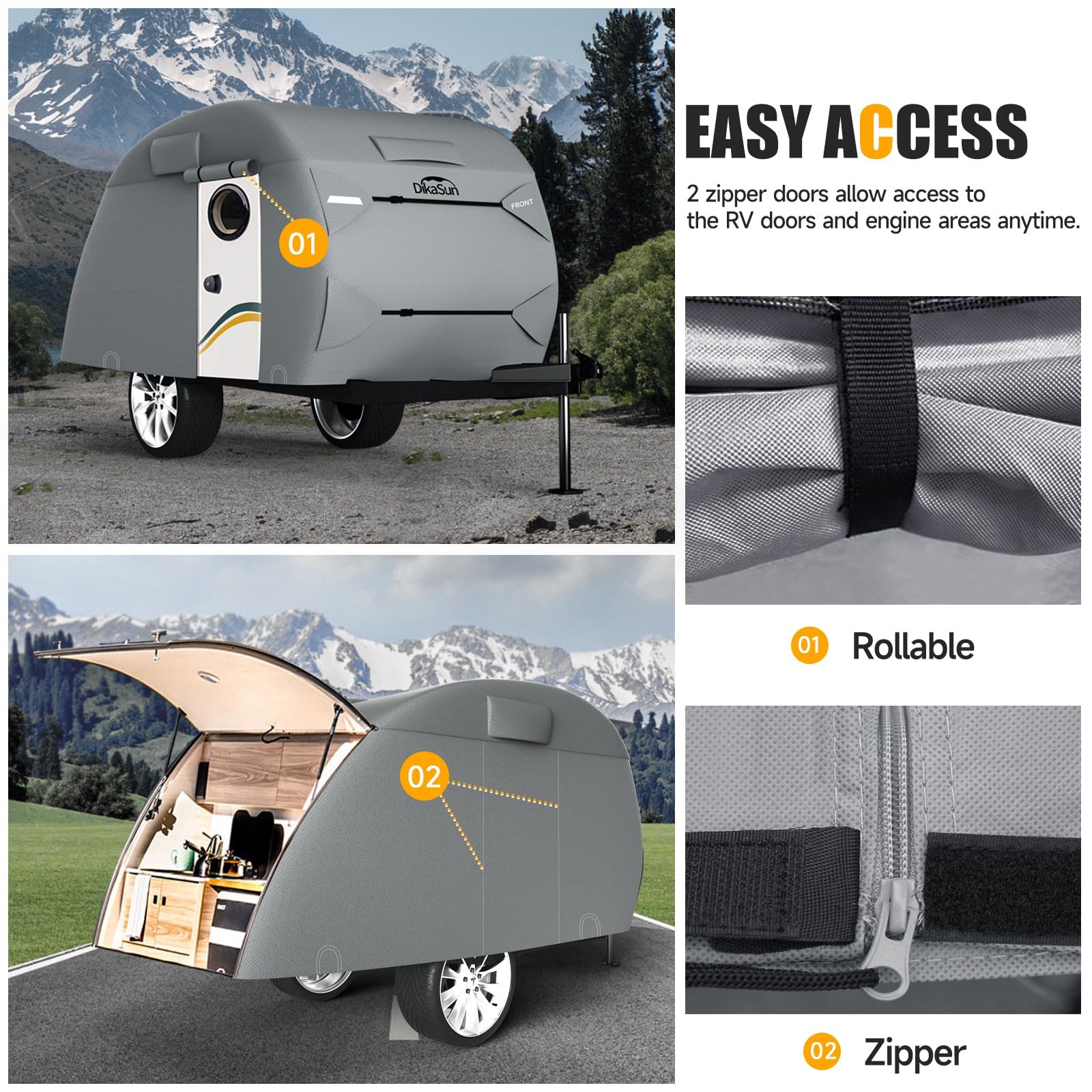 Teardrop Trailer Cover, 7 Layers Waterproof Camper Cover (Fits 5' - 8' Trailers), Tear-Resistant Travel Trailer Cover For Forest
