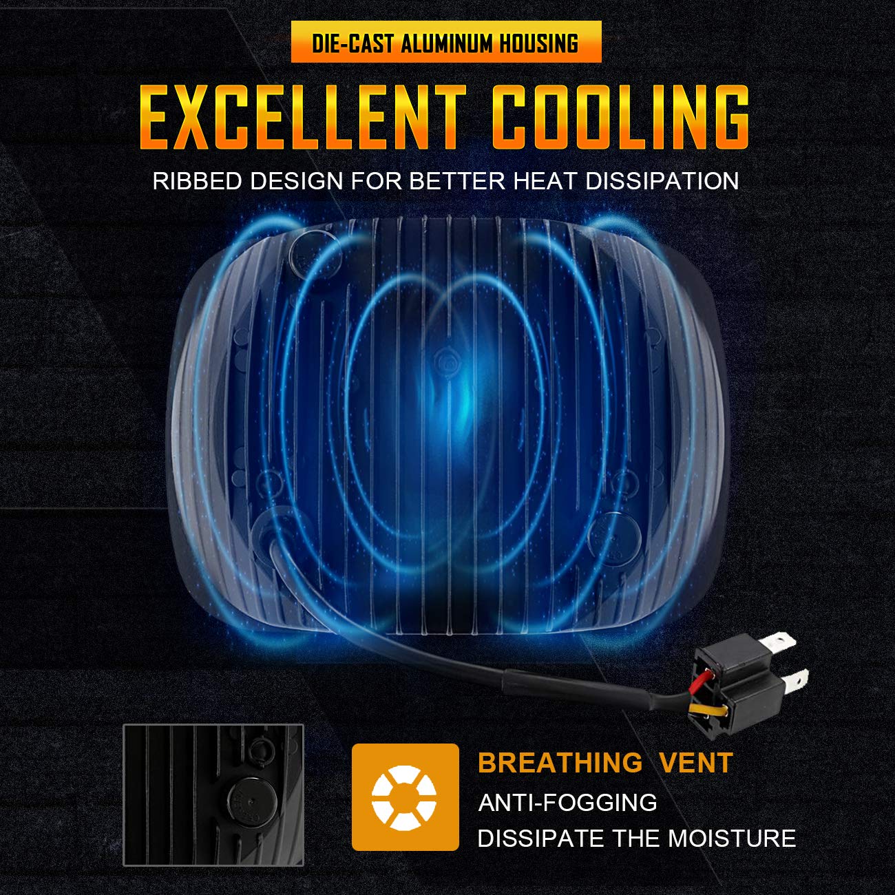 Auxbeam 5X7 7X6 Inch Led Headlights With High Low Beam Dot Approved H6054 6054 Led Rectangular Headlight For Jeep Wrangler Yj Ch