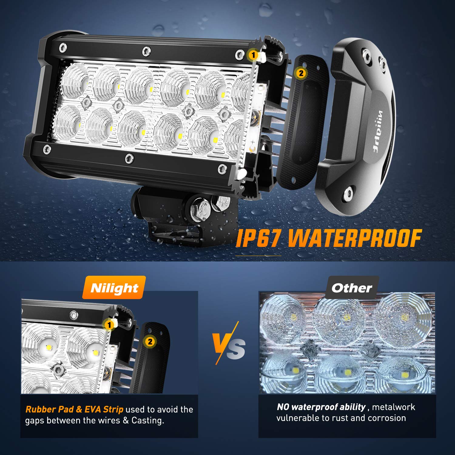 Nilight Led Pods 36W 6.5Inch 2800Lm Flood Off Road Driving Fog Light Bar Work Lighting For Truck Tractor Pickup Boat Suv Atv Utv