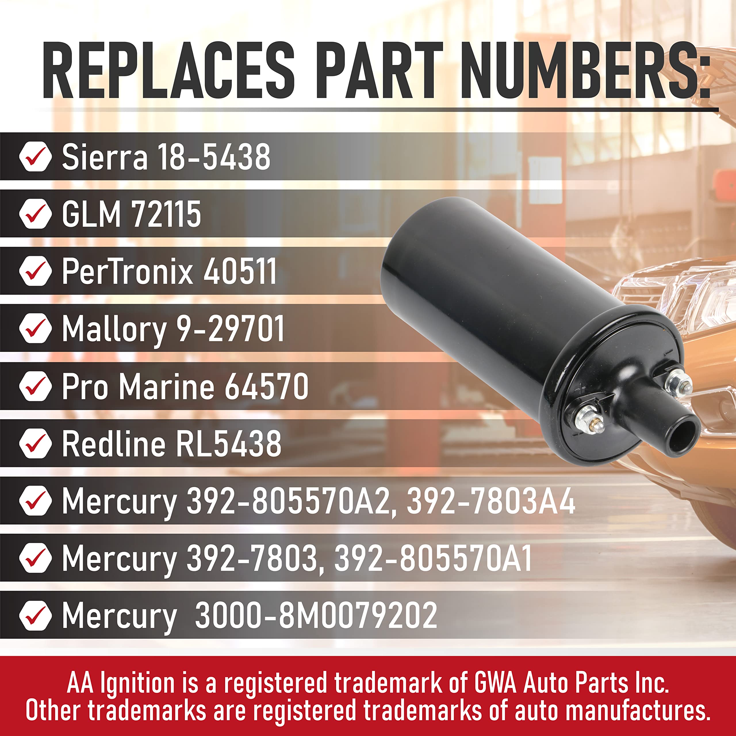 Replacement Inboard Ignition Coil - Compatible With Mercruiser Thunderbolt Iv And V Ignition Systems With Hei - Replaces 18-5438