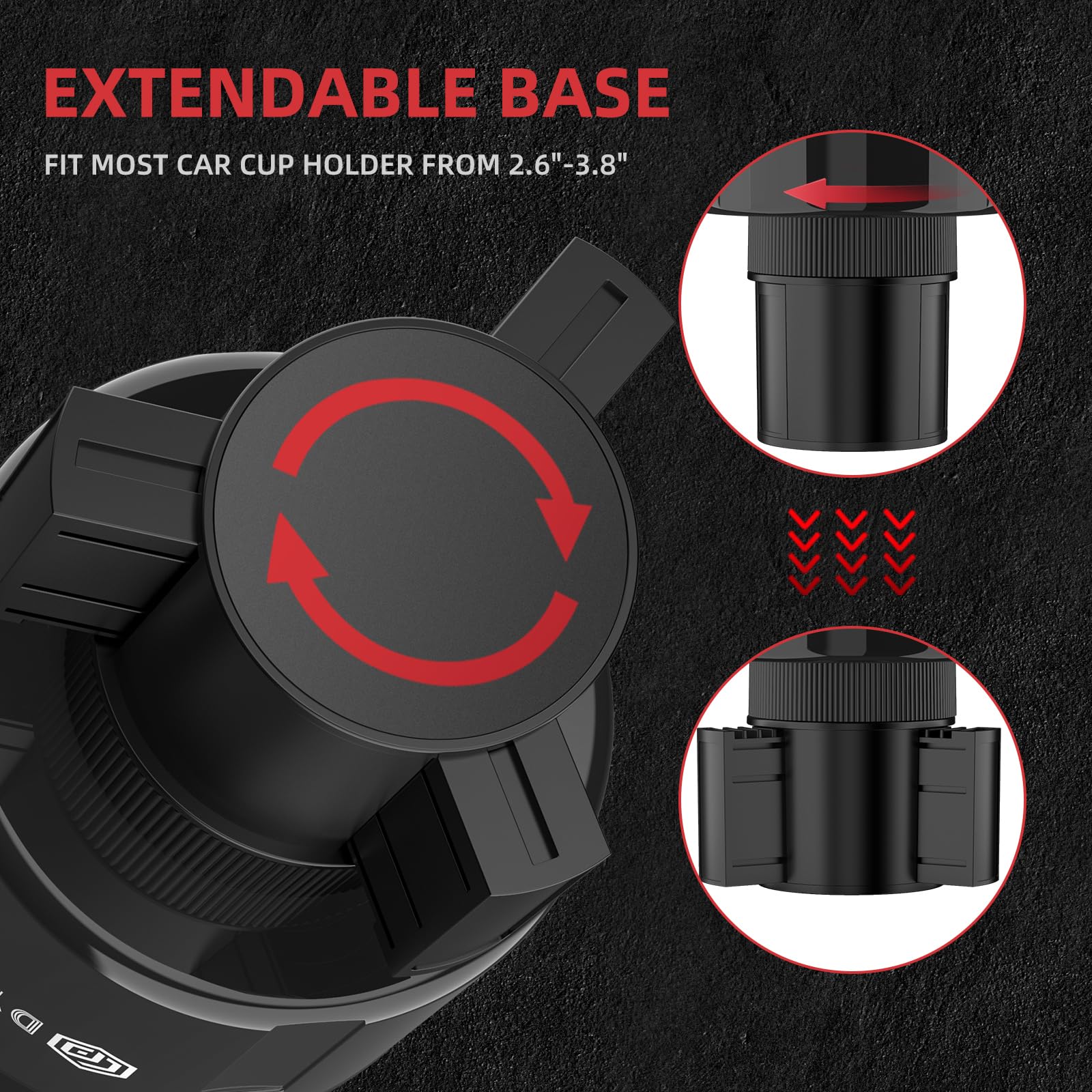 DYLEN Car Cup Holder Expander, Cup Holder Extender Adapter for Car with Expandable Insert, Compatible with Yeti 20/26/30oz, Hydr