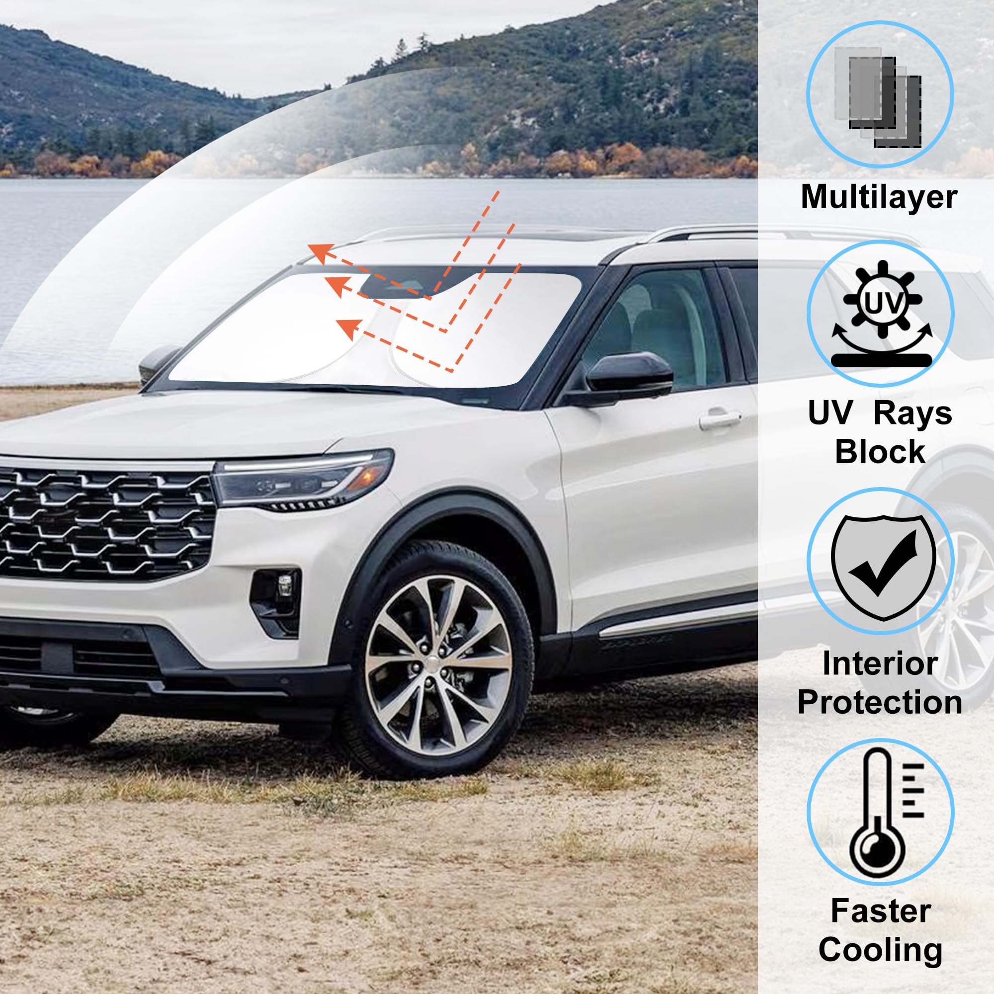 Windshield Sun Shade Custom Fit For 2011-2019 Ford Explorer Suv Accessories Foldable Sunshade Sun Blocker Protect Car From Sun R