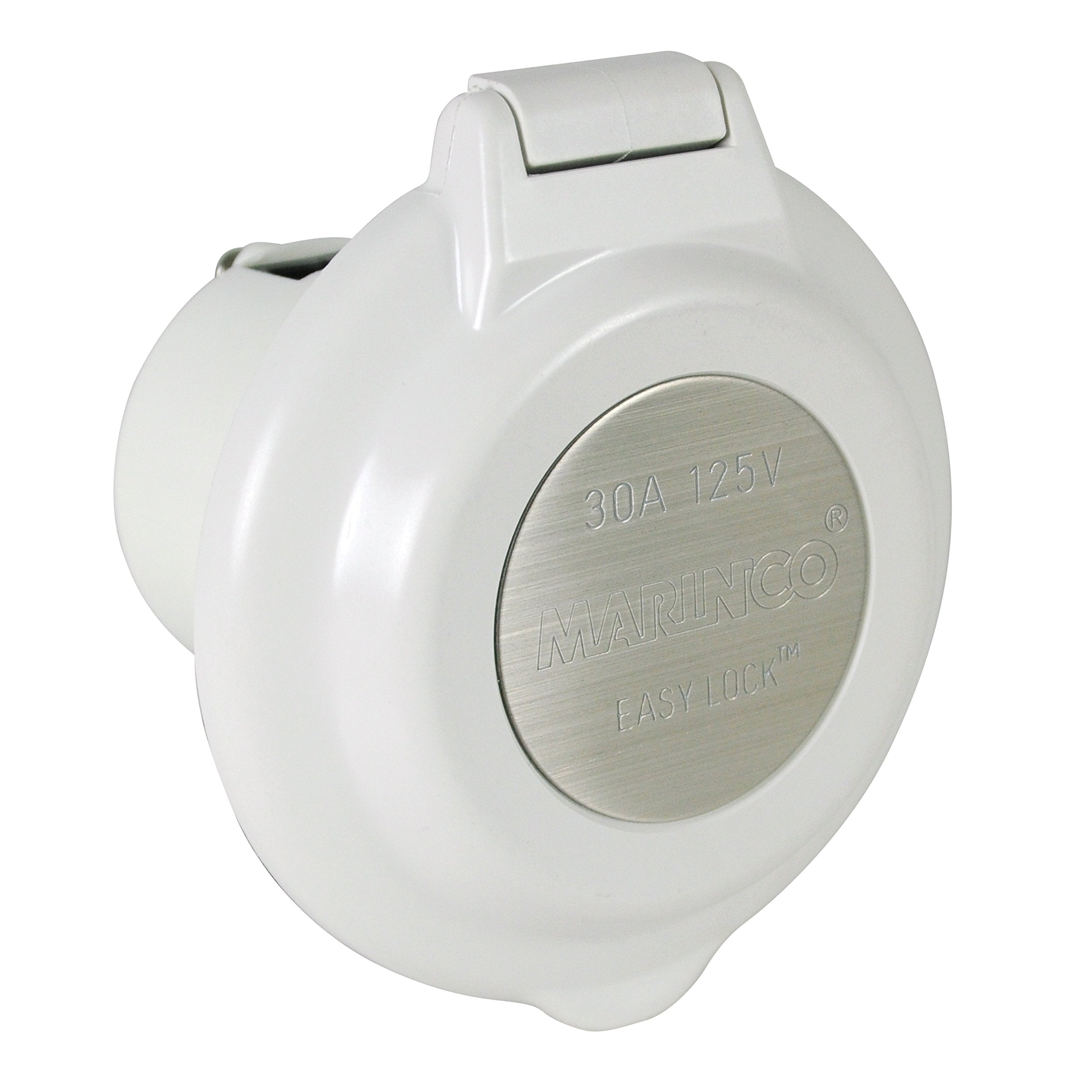 Marinco ParkPower 304EL-BRV Contour Power Inlet with Stainless Steel Trim , White