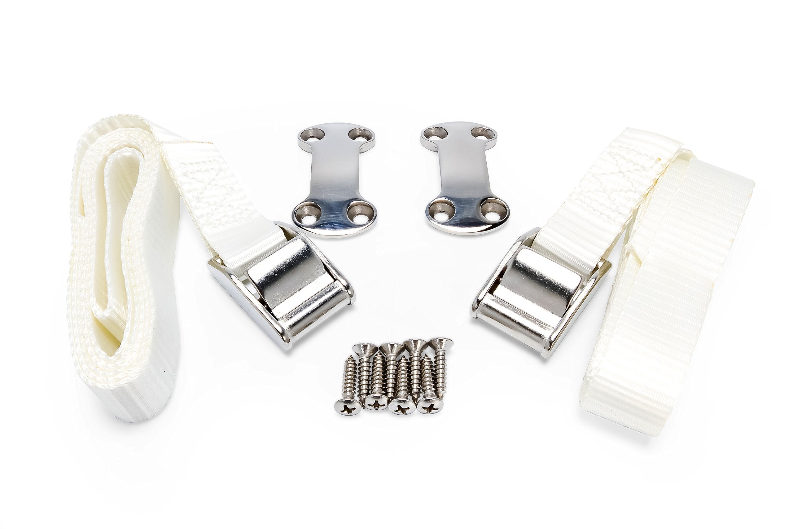 Kuuma 51960 Cooler Tie Down Strap Kit - Inlcudes Straps, Mounting Bracket, And Screws - Great For Rvs, Boats, And Truck Beds