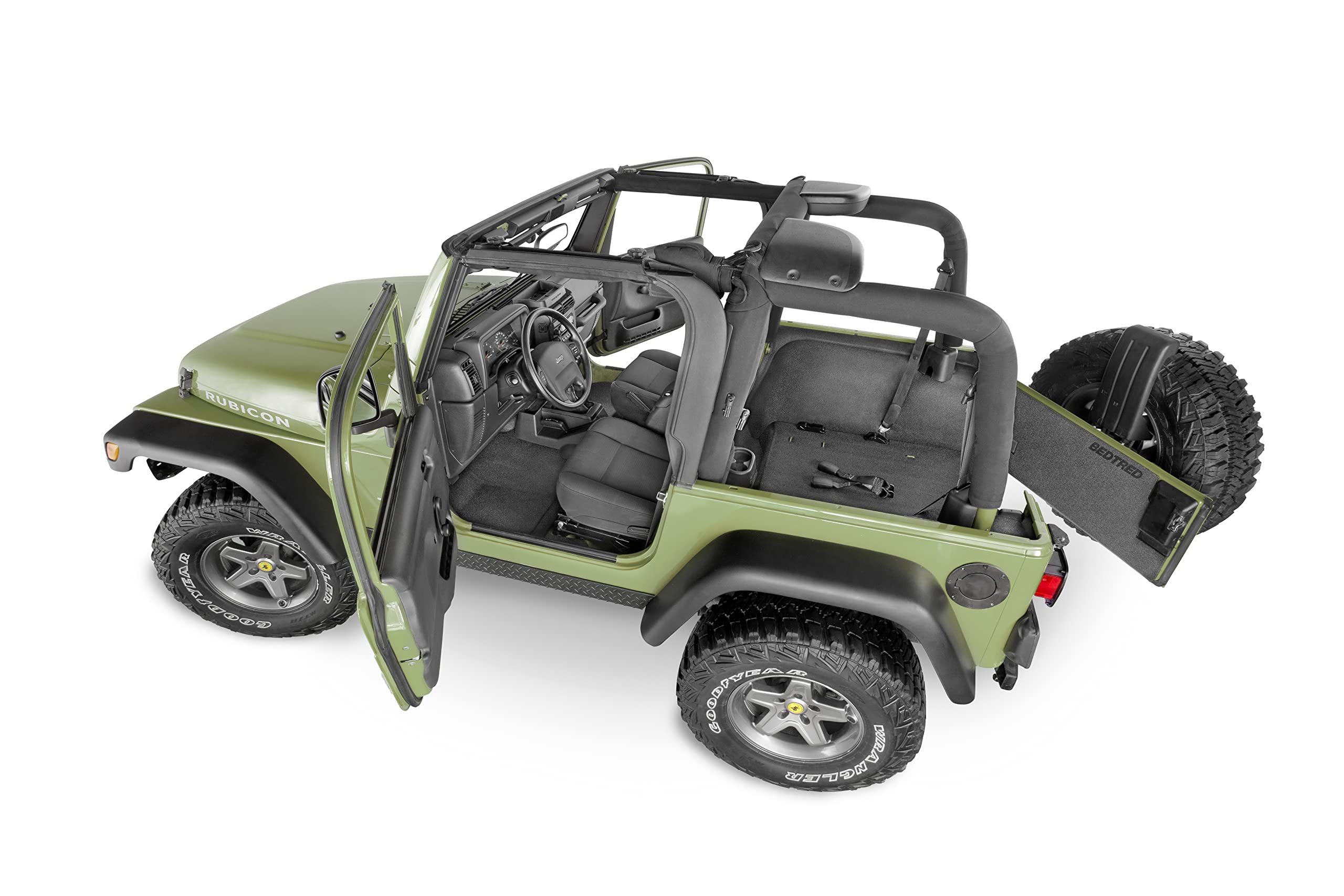 Bedrug - Jeep Cargo Kit | 1997 - 2006 Jeep Wrangler Tj, Cargo Liner W/ Tailgate Liner | Grey - 4 Pc. | Brtj97R