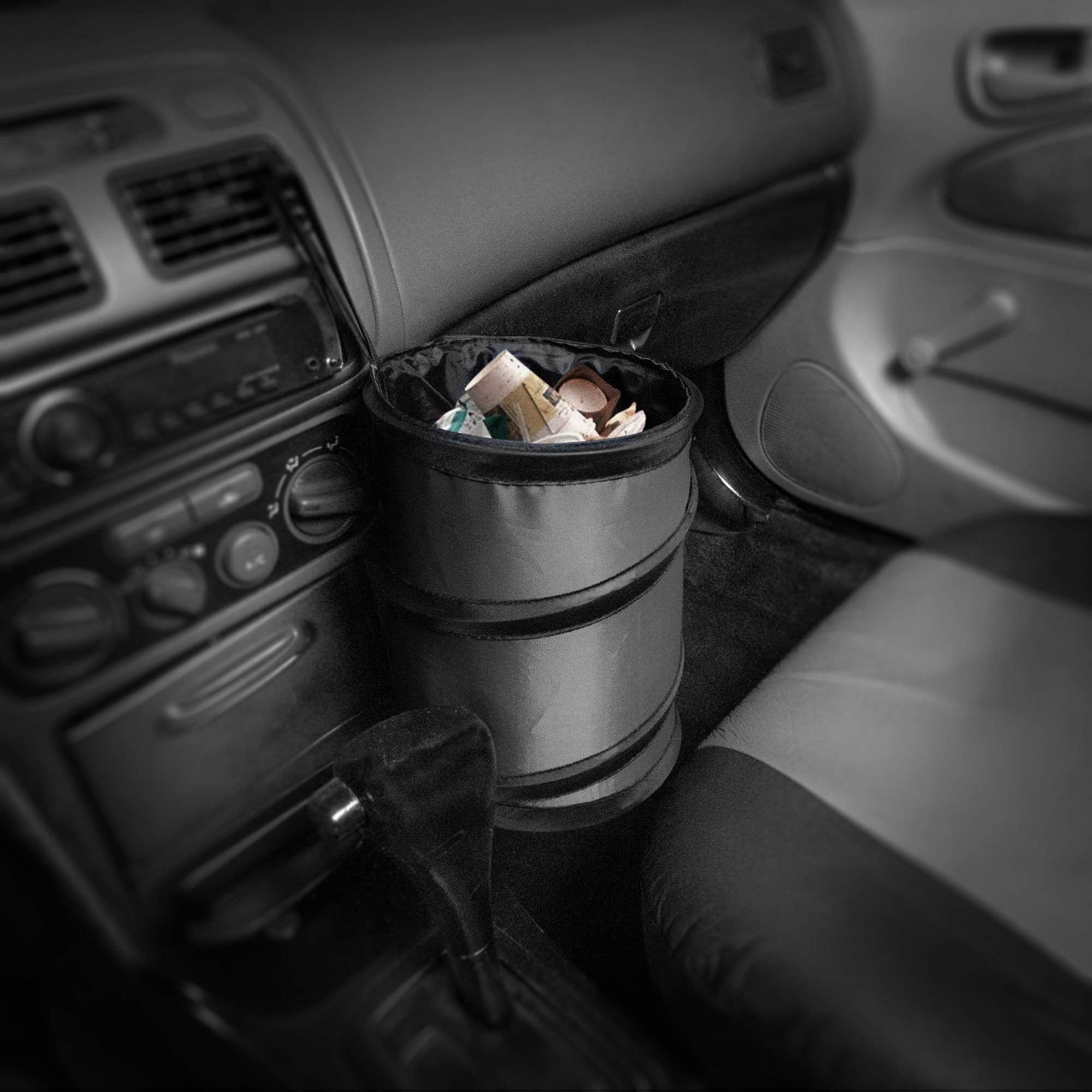 Fh Group Automotive Waterproof Portable Collapsible Small Trash Can Garbage Container Fits Most Cars, Suvs, And Trucks Gray