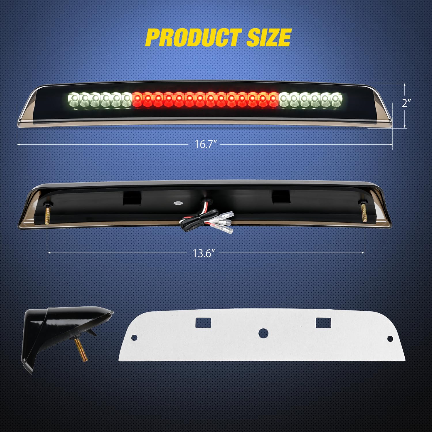 Nilight Third Brake Light Tail High Mount 3Rd Stop Cargo Reverse Lights Smoked Lens Compatible With Nissan Titan 2004-2015 Nissa