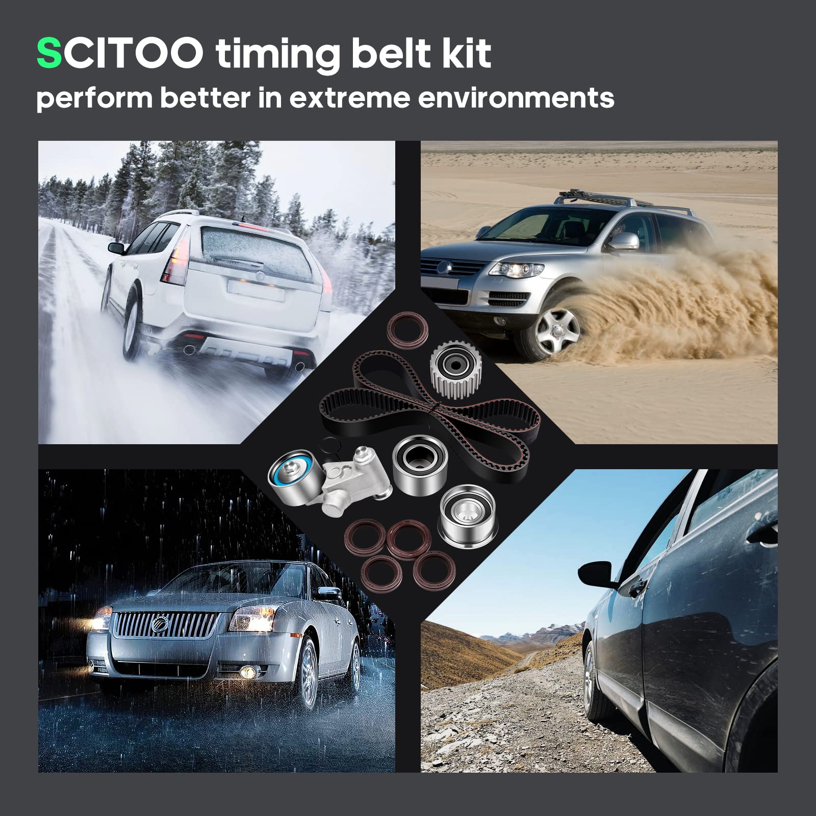 SCITOO TBK304 TS26304 TS26304 ITM304 Engine Timing Belt Kit Fits for 05 for Saab 9-2X 99-10 for Subaru Forester 99-11 for Subaru