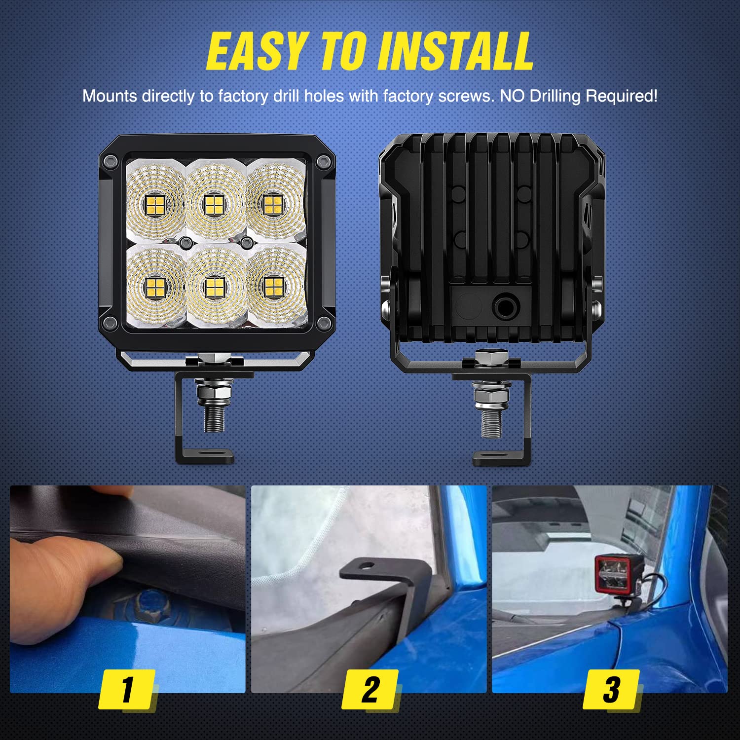 Nilight Ditch Light Bracket Hood Mount Brackets For Front A-Pillar Auxiliary Offroad Led Pod Light Work Lights On F150 Raptor 2017-2023 F-150 2015-2023, 2 Years Warranty