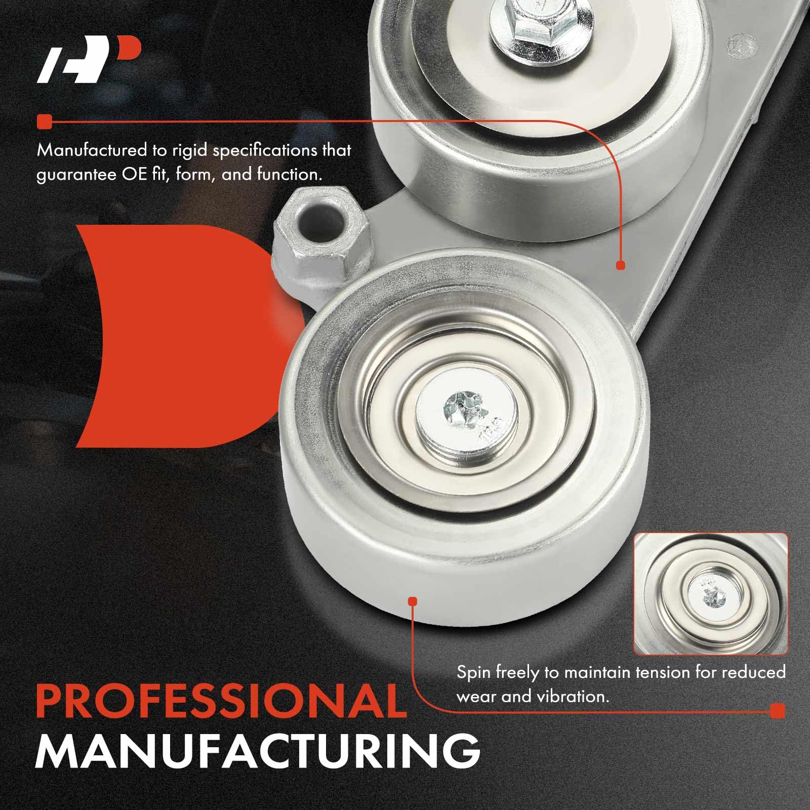 A-Premium Belt Tensioner Assembly with Pulley for Honda Accord 2008-2010, Odyssey 2005-2010, Pilot 2006-2011, Replace# 311