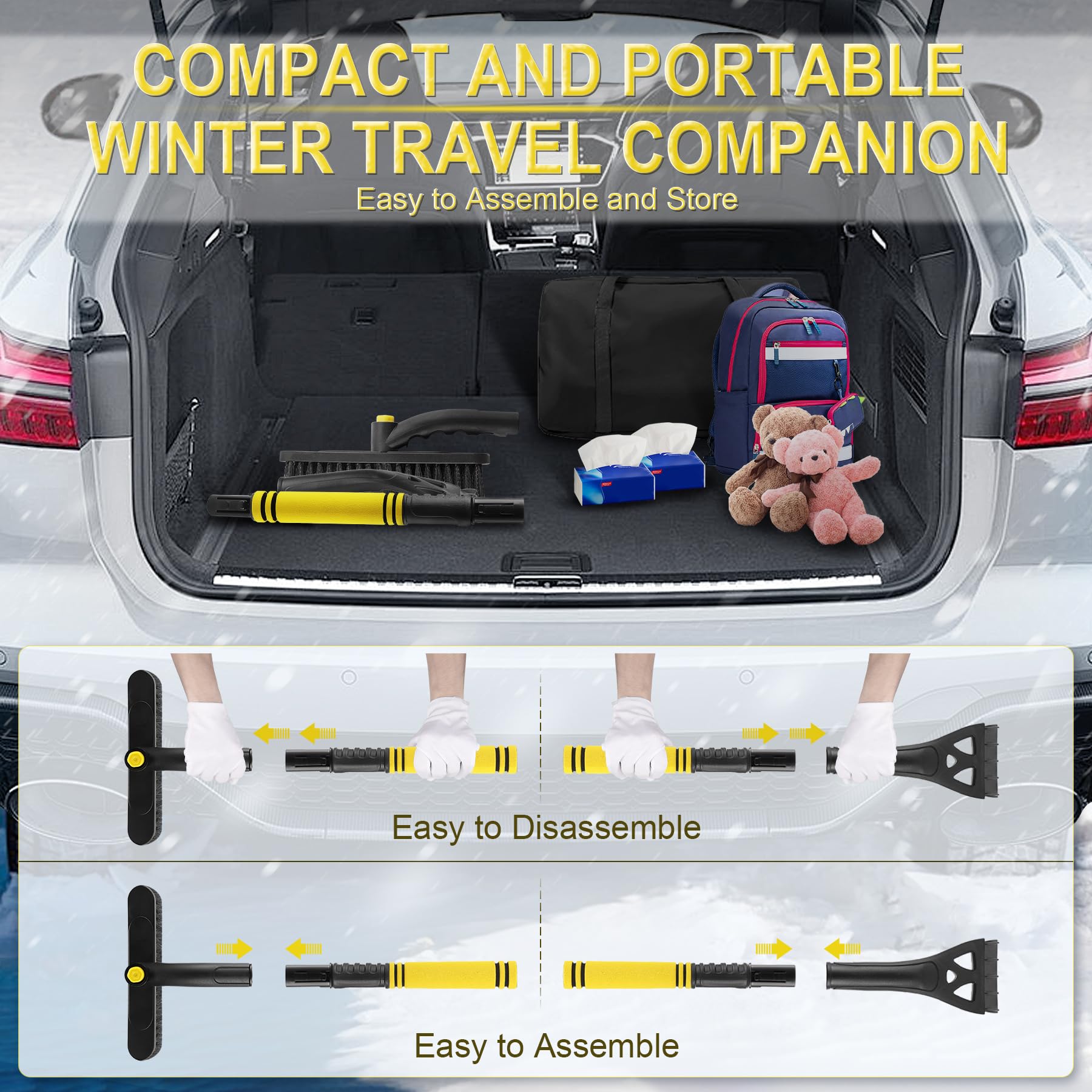 Livtee Ice Scraper And Snow Brush For Car Windshield, 24.75'' Removable Snow Removal Tool, Automotive Exterior Accessories And W