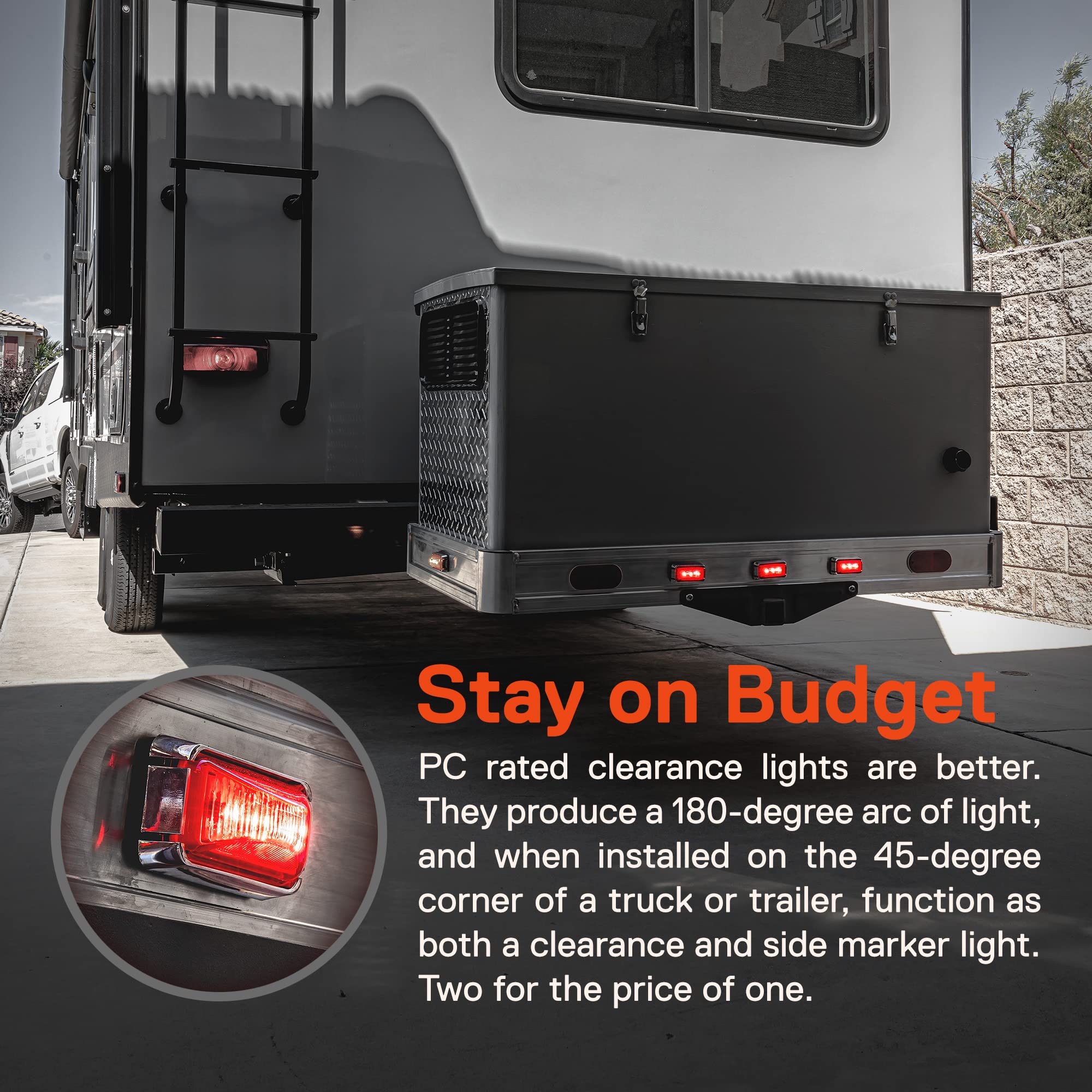 True Mods 12Pc 2.5'' Red Led Trailer Marker Light W/Chrome Bezel [Dot Fmvss 108] [Sae P2Pc] [Surface Mount] [Waterproof Ip67] Si