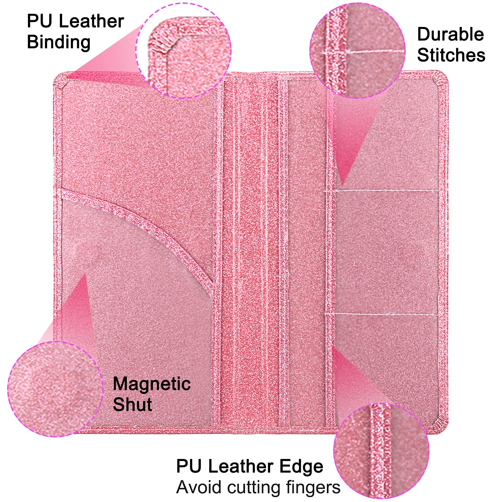 Car Registration And Insurance Holder, Premium Bling Leather Insurance And Registration Holder,Vehicle Glove Box Car Organizer,Wallet Accessories Case With Magnetic Shut For Cards, Essential Document, Driver License (Pink)