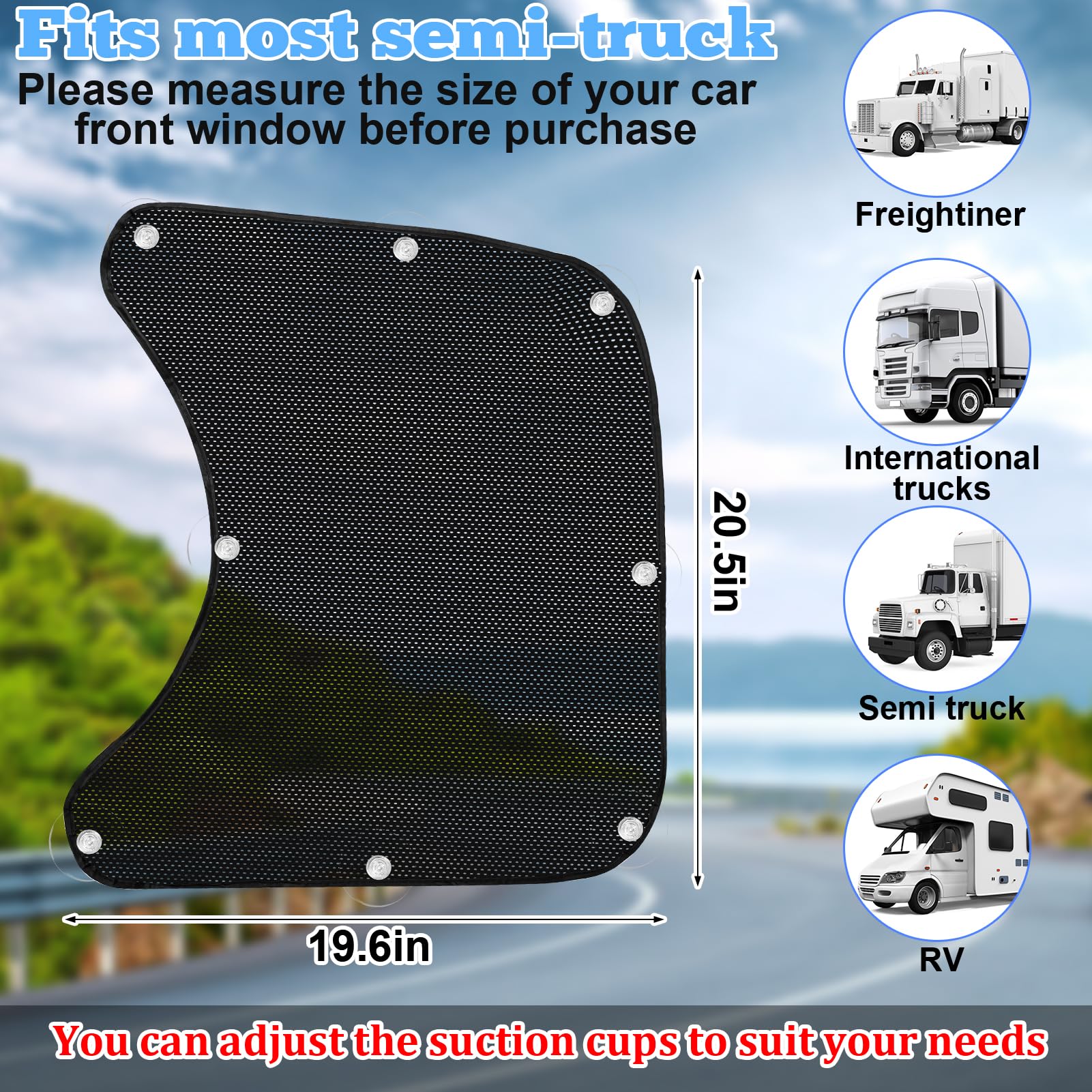 2PCS Side Window Sunshades for Semi-Truck,19.6x20.5inch Car Side Window Shade RV Semi Truck Accessories