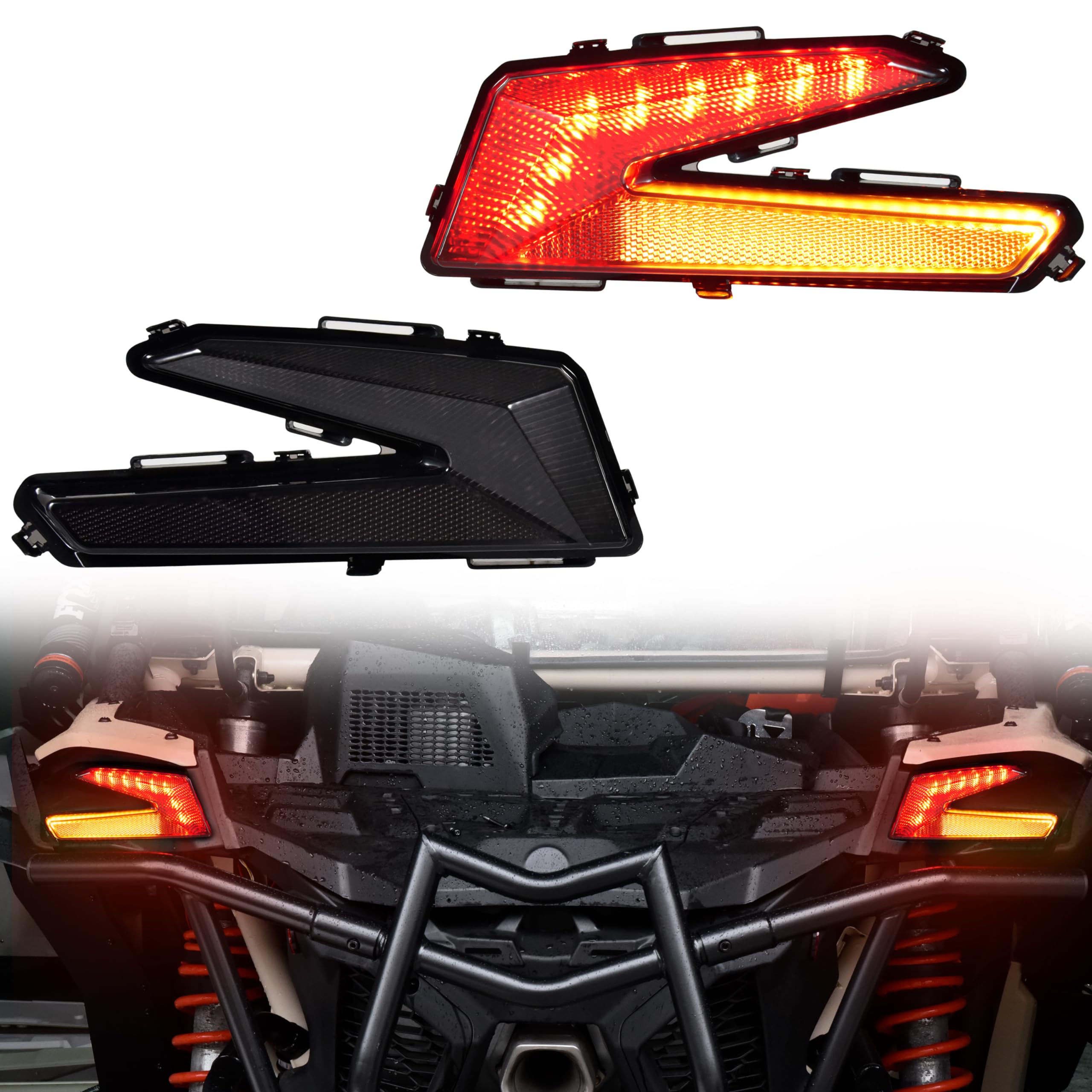 Sautvs Led Taillights Tail Lamps Assembly Tail Lights Rear Lights With Yellow Turn Signal Light For Can-Am Maverick X3 Xds Xrs Max Turbo R 2017-2025 Accessories (2Pcs, #710004744)