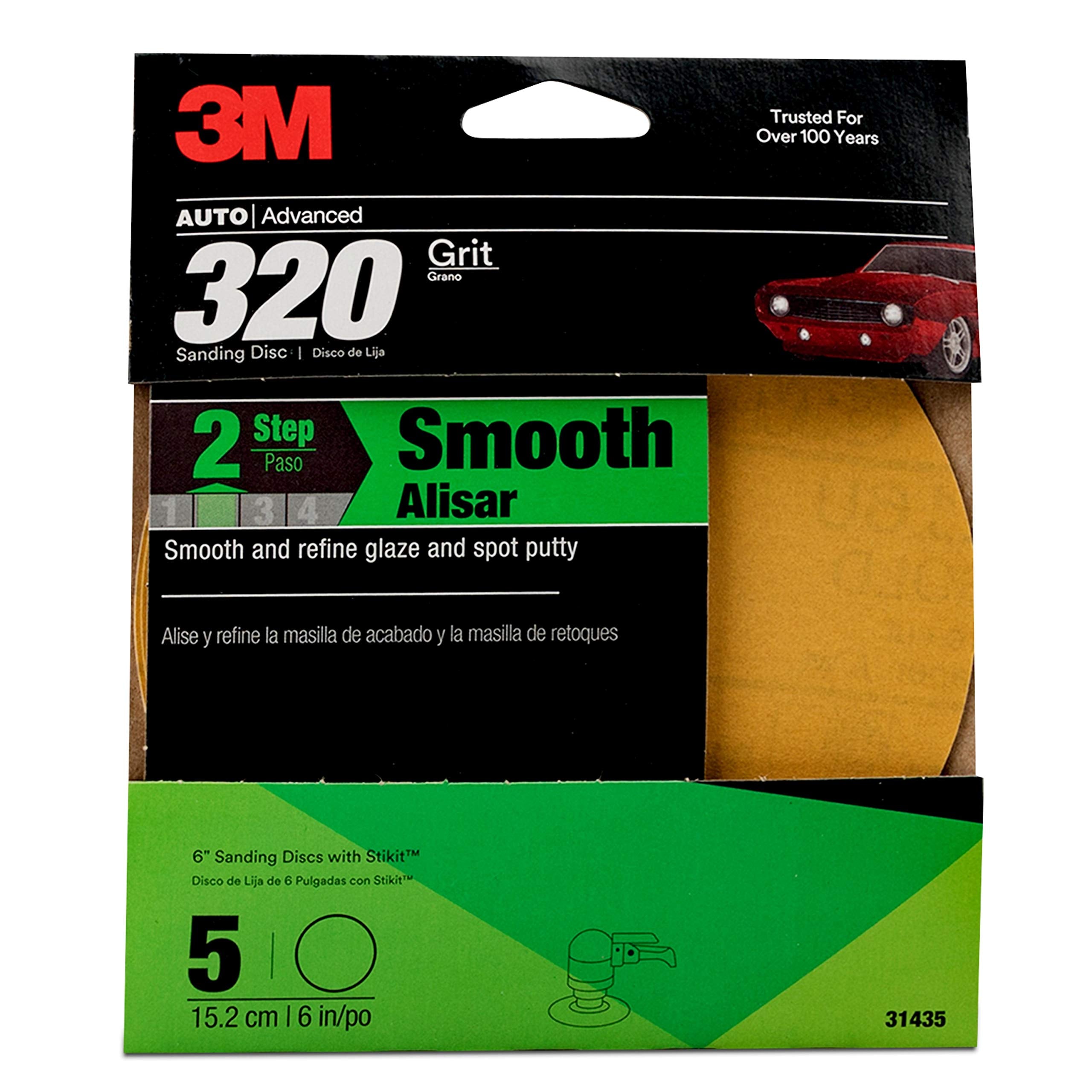 3M Sanding Disc With Stikit Attachment, 6 In, 320 Grit, 5 Disc/Pack