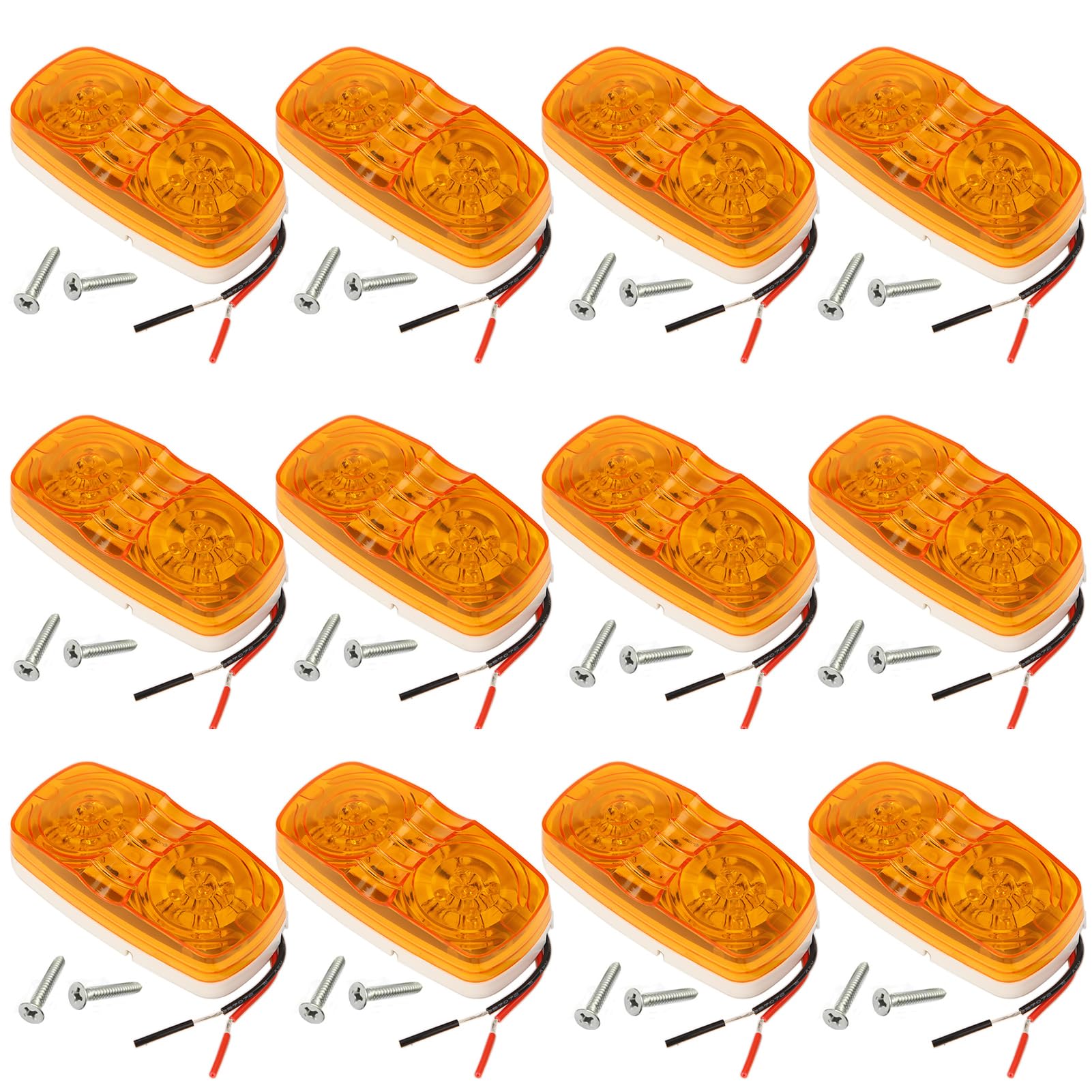 New Sun 2 Pcs Red Trailer Rv Side Marker Led Light, Bullseye/Tigereye/Double Bubble Clearance Light 10 Led, 12V 4X2 Rectangular,