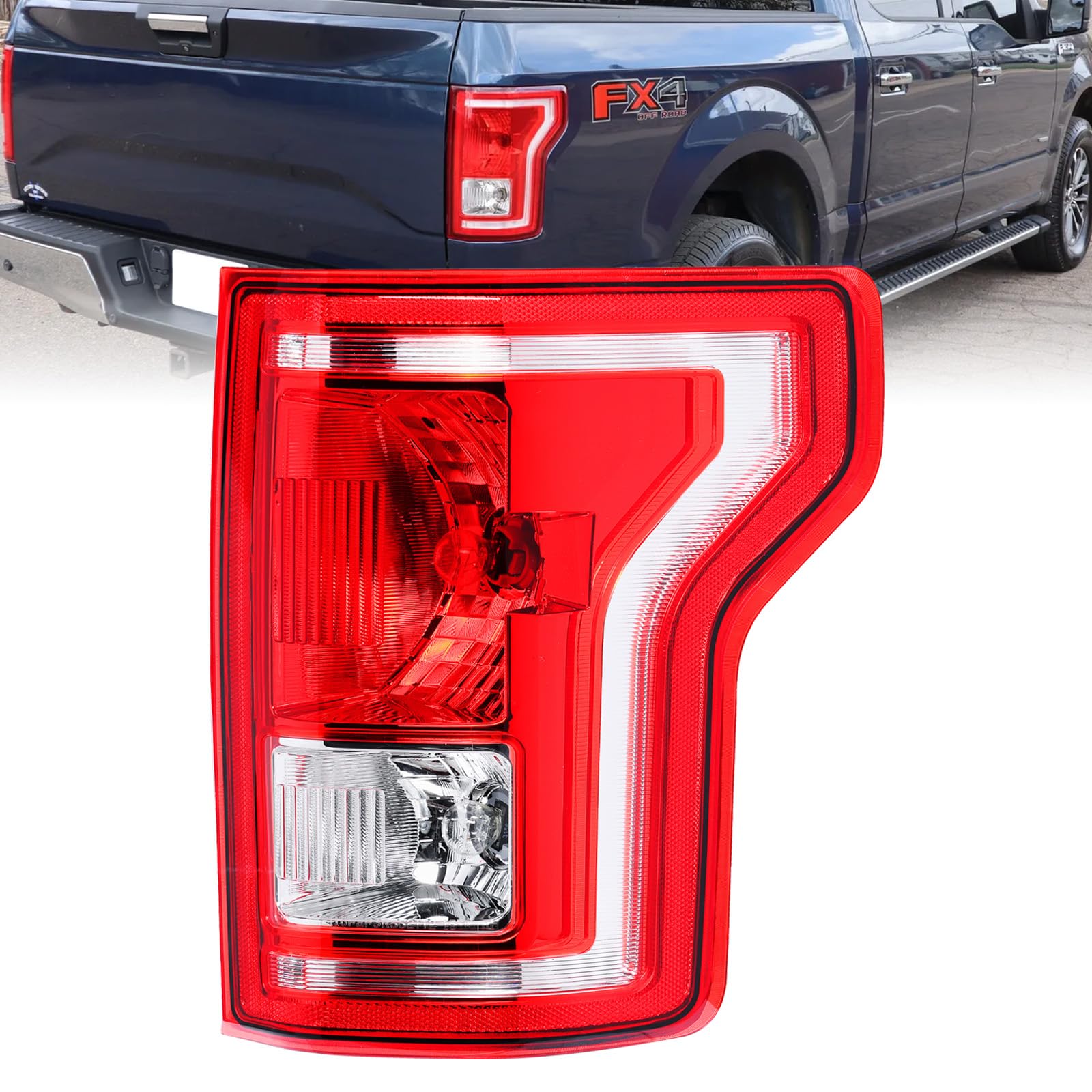 Boine Right Passenger Side Tail Light Compatible With 2015 2016 2017 Ford F150 F-150 Rear Light Brake Lamps - Bulb Included(Righ
