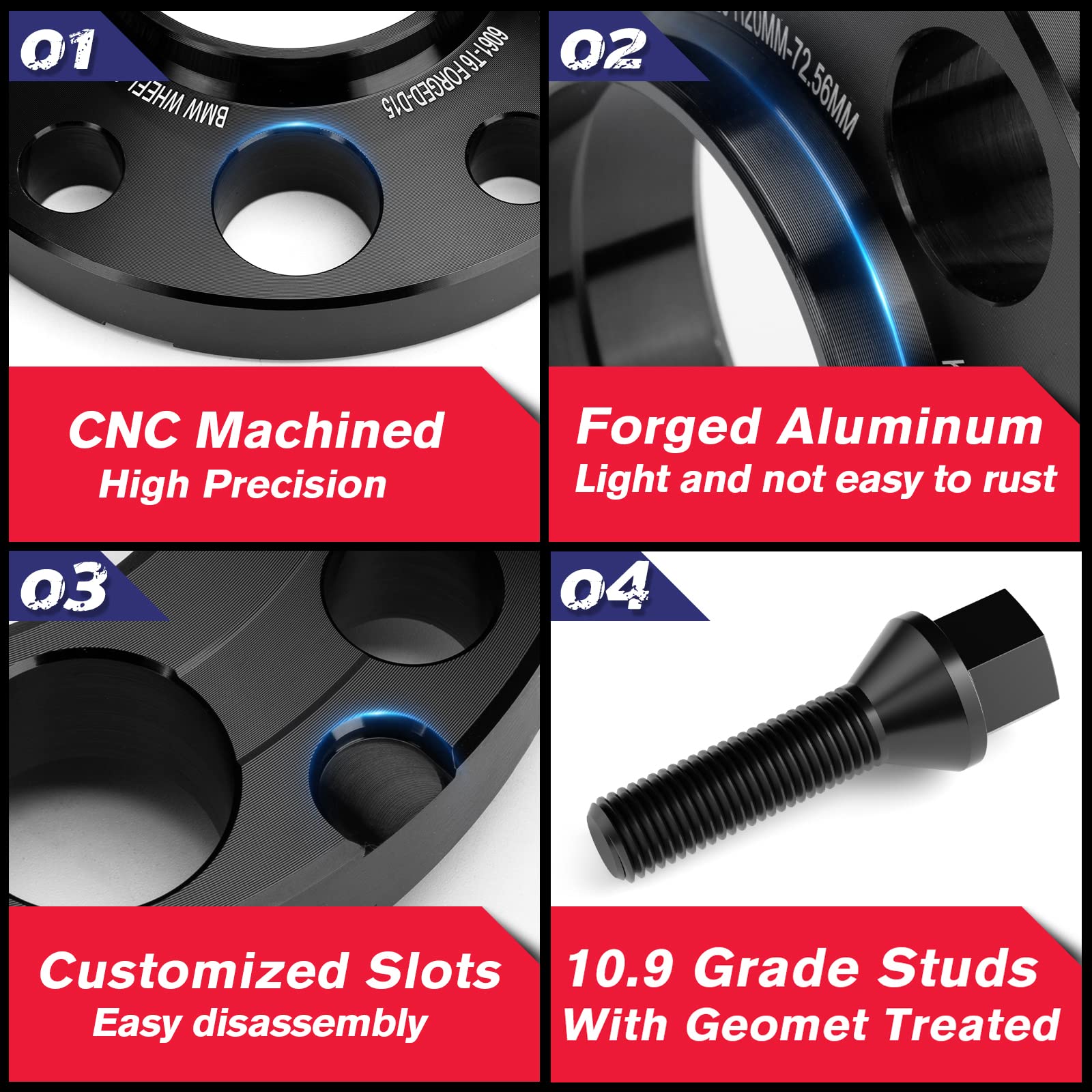 Ksp Hubcentric Wheel Spacers 5X120Mm, 20Mm Thread Pitch M12X1.5 Hub Bore 72.56Mm Forged Spacers For E82, E88 E36 E30 E90, E91, E92, E93 E28, E34 E23, E32, W38 E31, 2 Years Warranty (5 Lug)