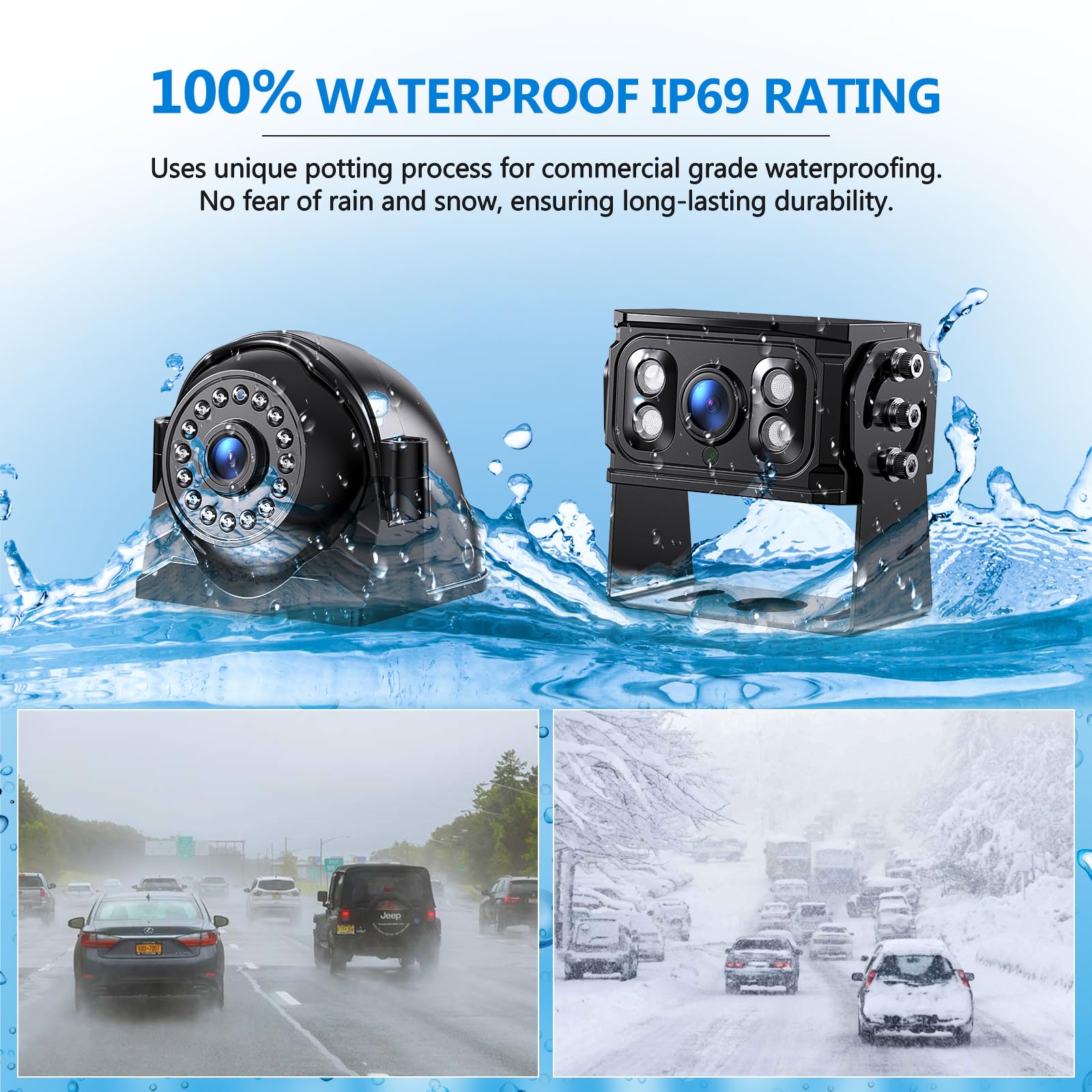 Dvknm 4K Rv Backup Camera System 10.36'' Quad Split Touchscreen Monitor 4 1080P Hd Rear View Cameras Dvr Recording Bluetooth Mus