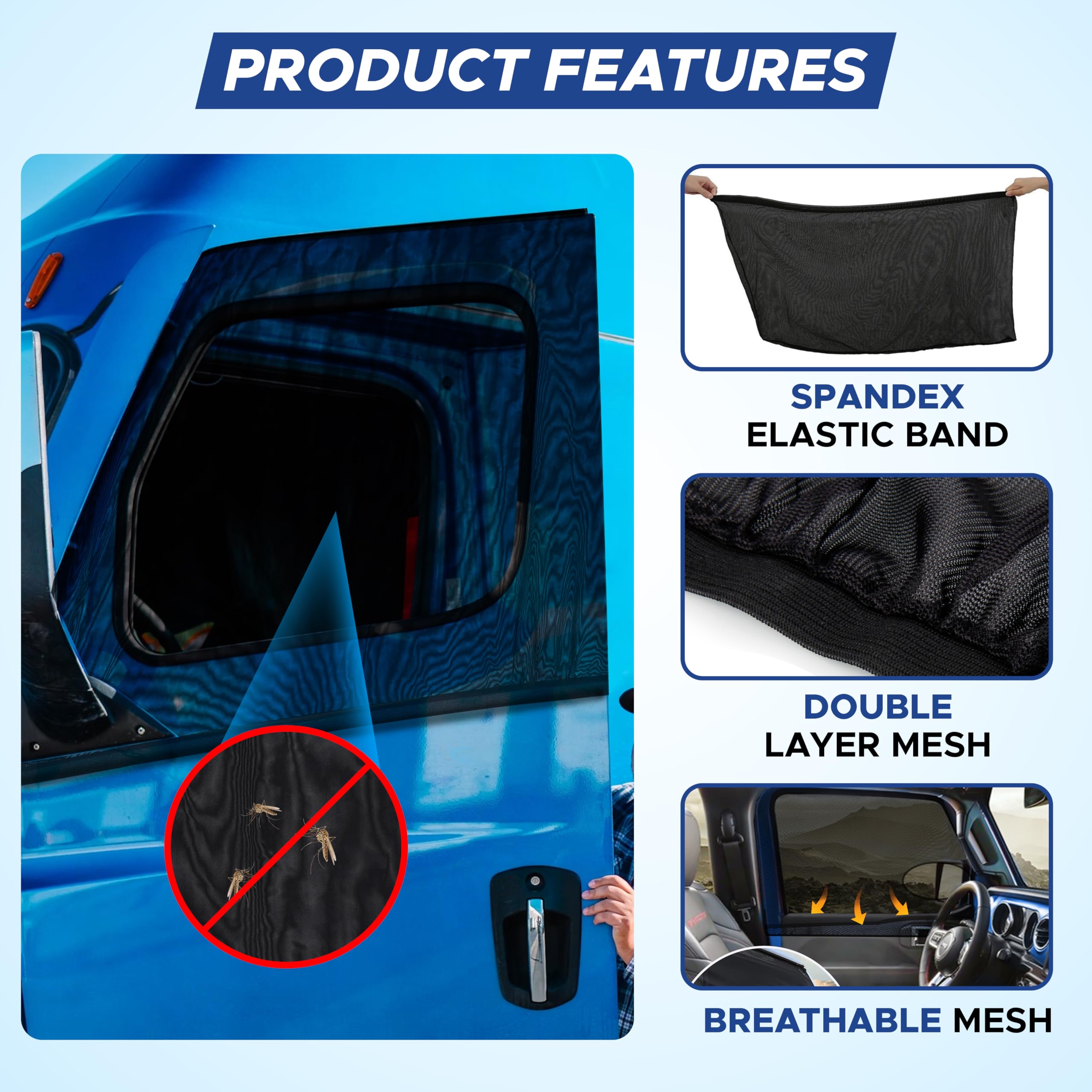 EcoNour XXXL Truck 2-Pack Side Window Shade | Front Side Windows Protects UV Rays and Sun Glare | Stretchable & Breathable Mesh