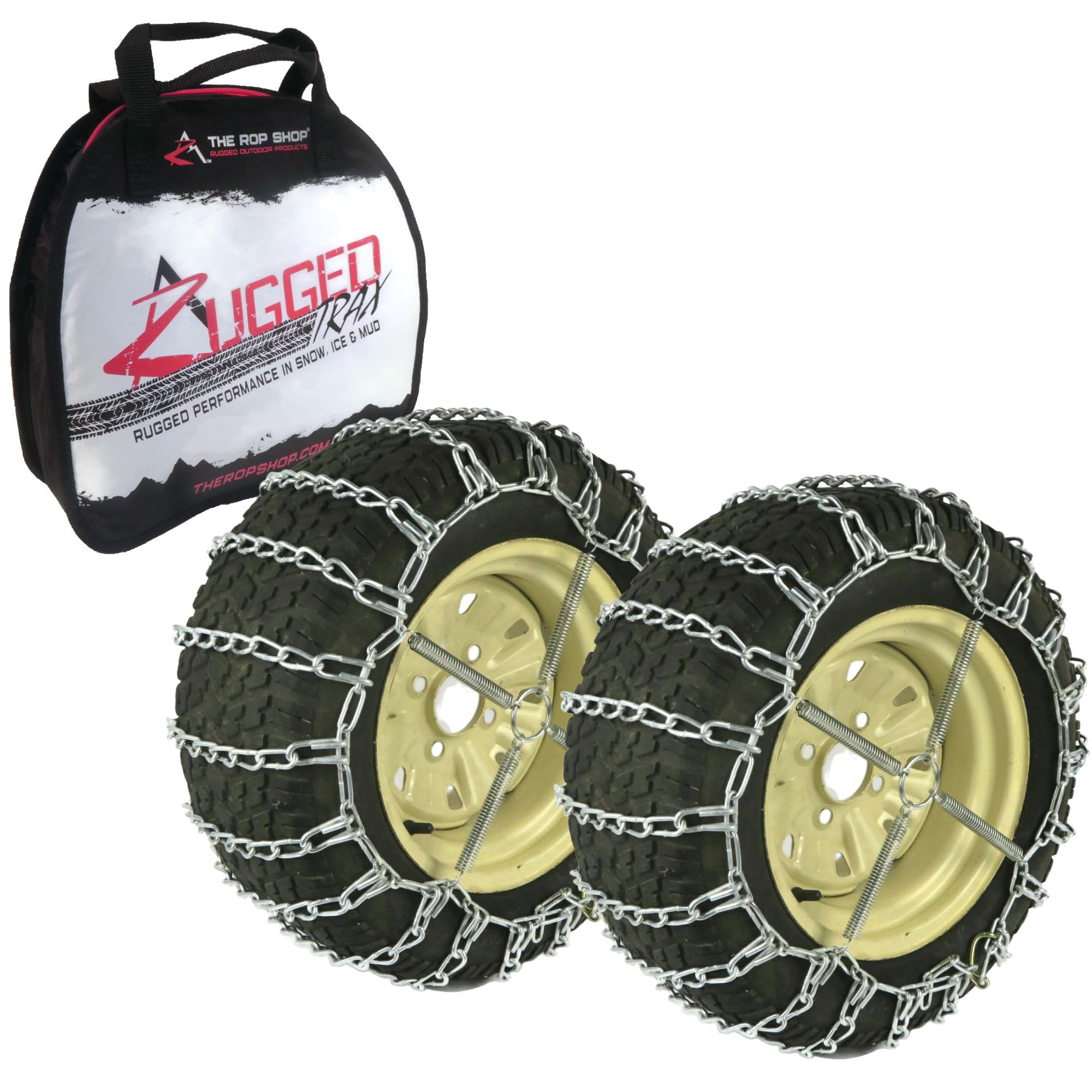 The Rop Shop | Pair Of 2 Link Tire Chains & Tensioners 18X6.5X8 For Snow Blowers, Lawn & Garden Tractors, Mowers & Riders, Utv, Atv, 4-Wheelers, Utility Vehicles