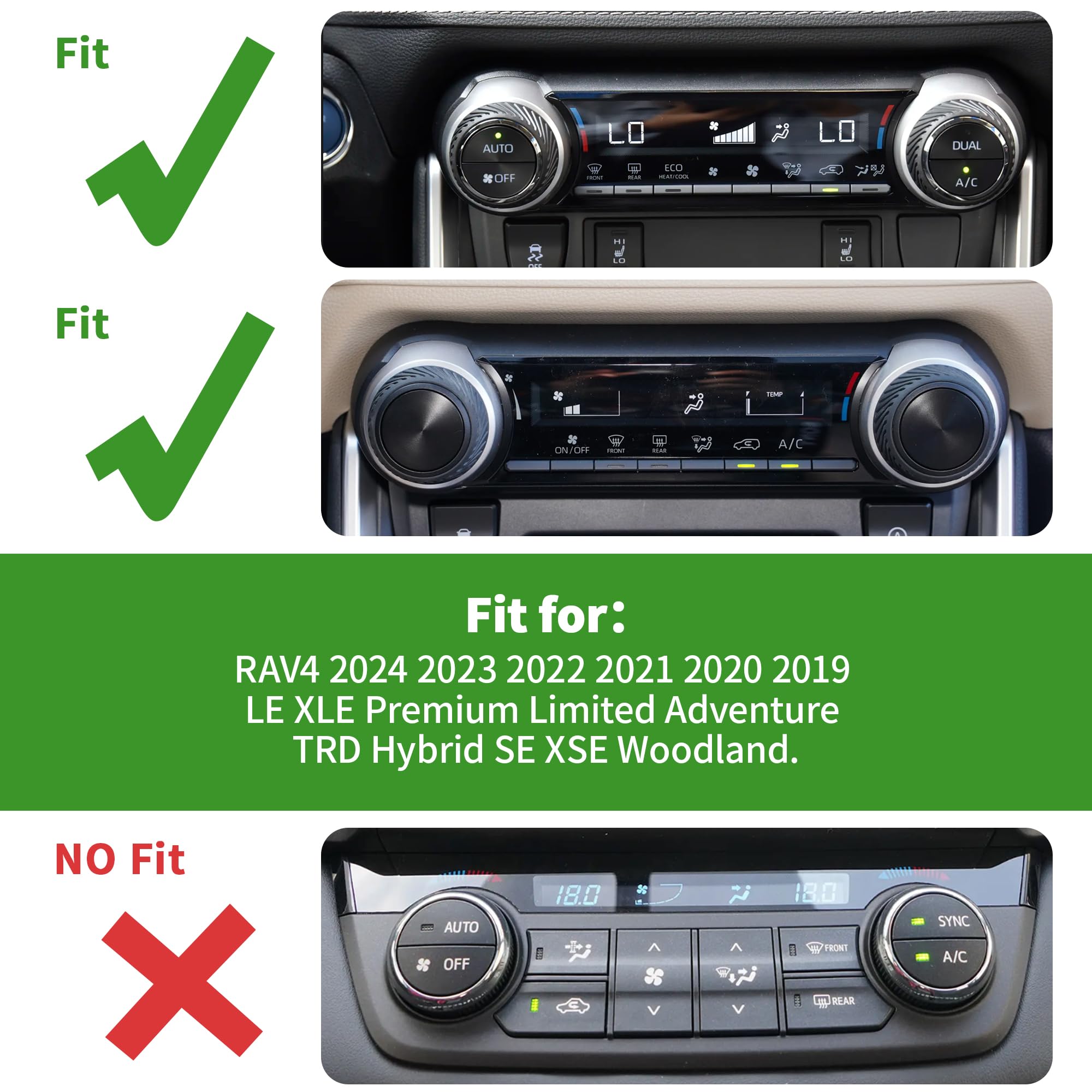 Polodunn Bling Crystal Car Interior Accessories For Toyota Rav4 2025 2024 2023 2022 2021 2020 2019 -Air Conditioning Knob Cover,