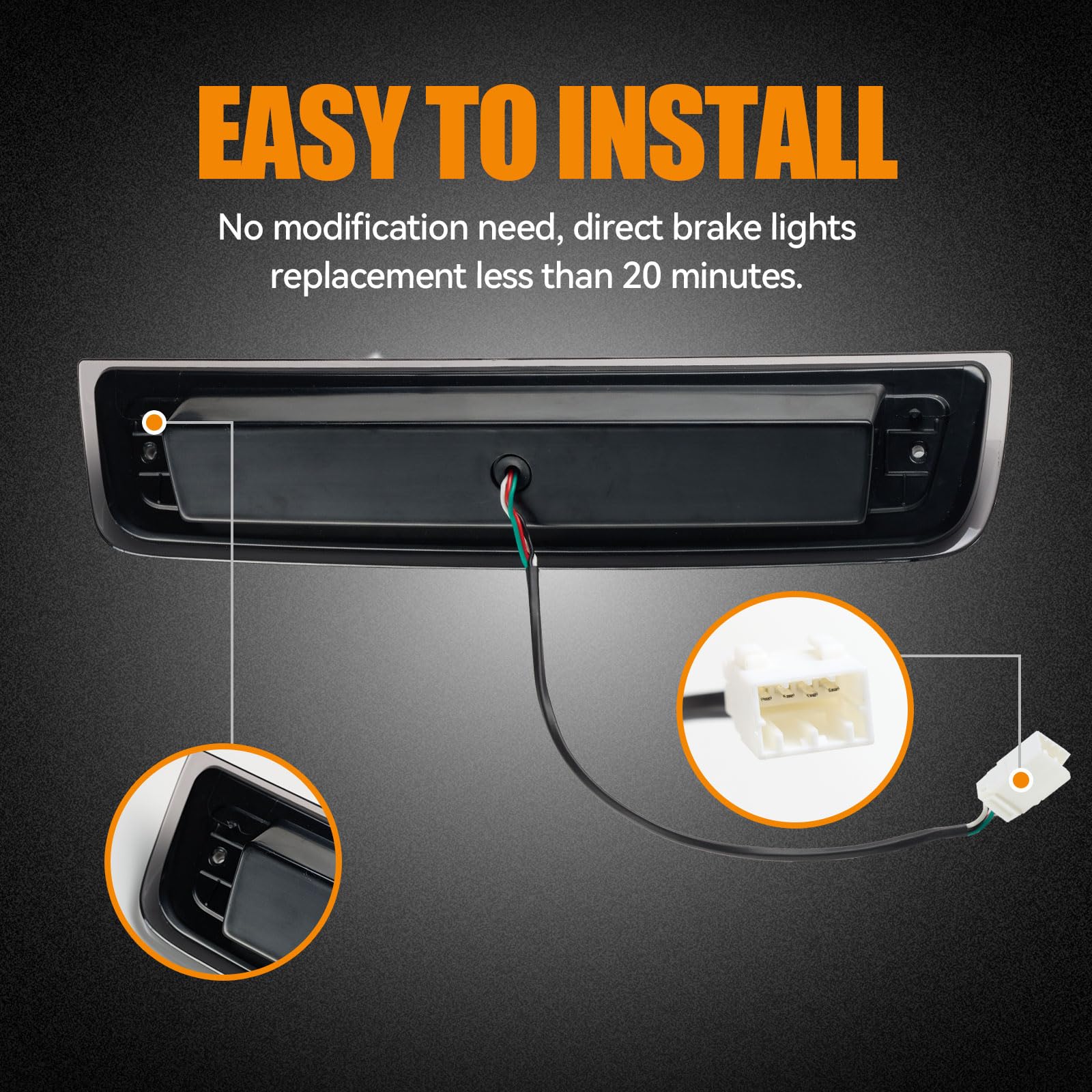 Third 3Rd Brake Light Led For 2009-2017 Dodge Ram 1500, High Mount Rear Brake Lights Assembly For 2010-2017 Ram 2500 3500, Water