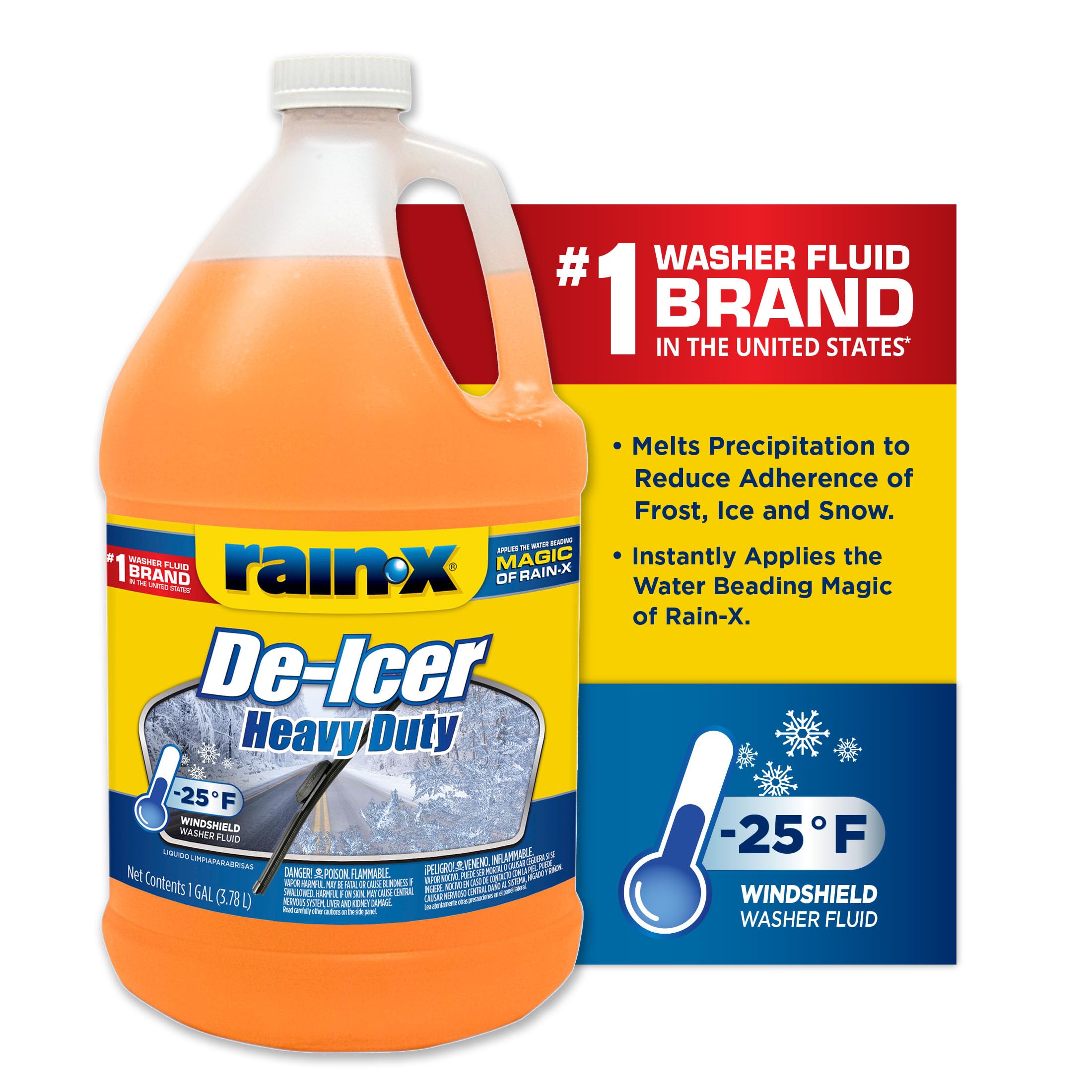 Rain-X -25F Heavy Duty De-Icer Windshield Washer Fluid - 1 Gallon (Pack Of 6)