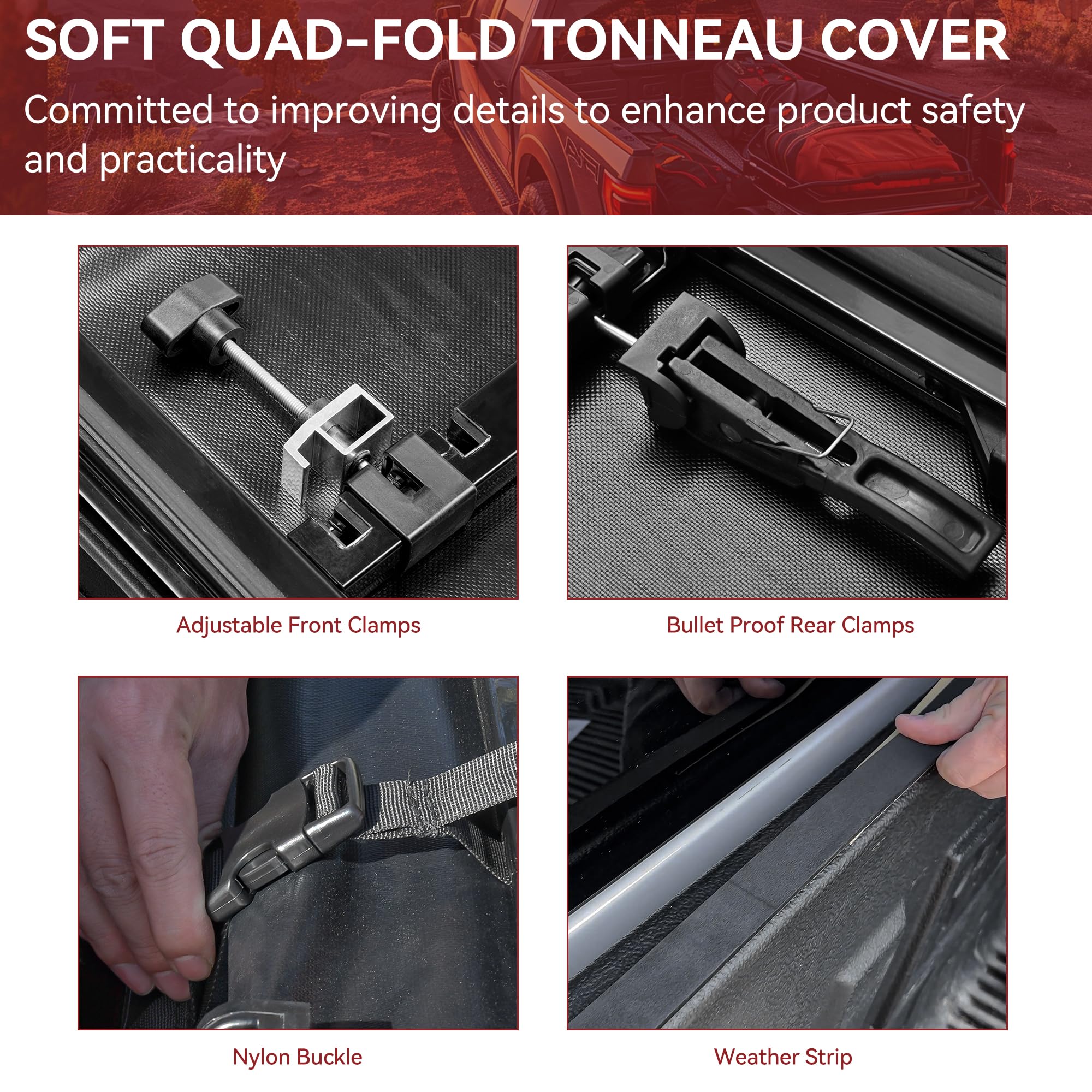 YITAMOTOR Soft Quad Fold Truck Bed Tonneau Cover Compatible with 2019-2025 Chevy Silverado/ GMC Sierra 1500 New Body Style, Flee