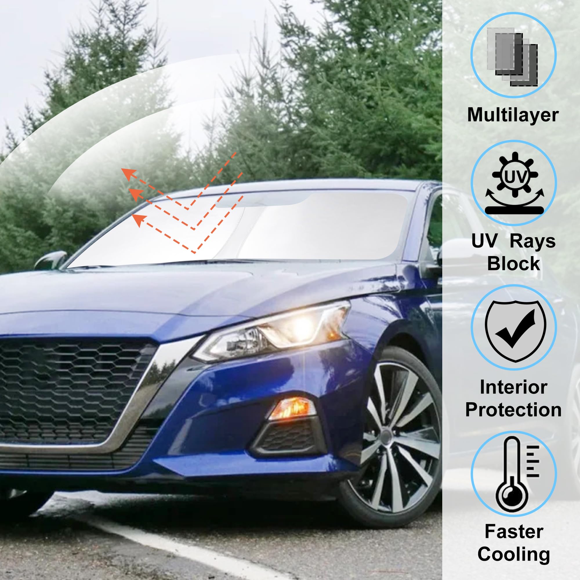 Windshield Sun Shade Fit For Nissan Altima 2019 2020 2021 2022 2023 2024 2025 Accessories Front Window Sunshade Protect Car From