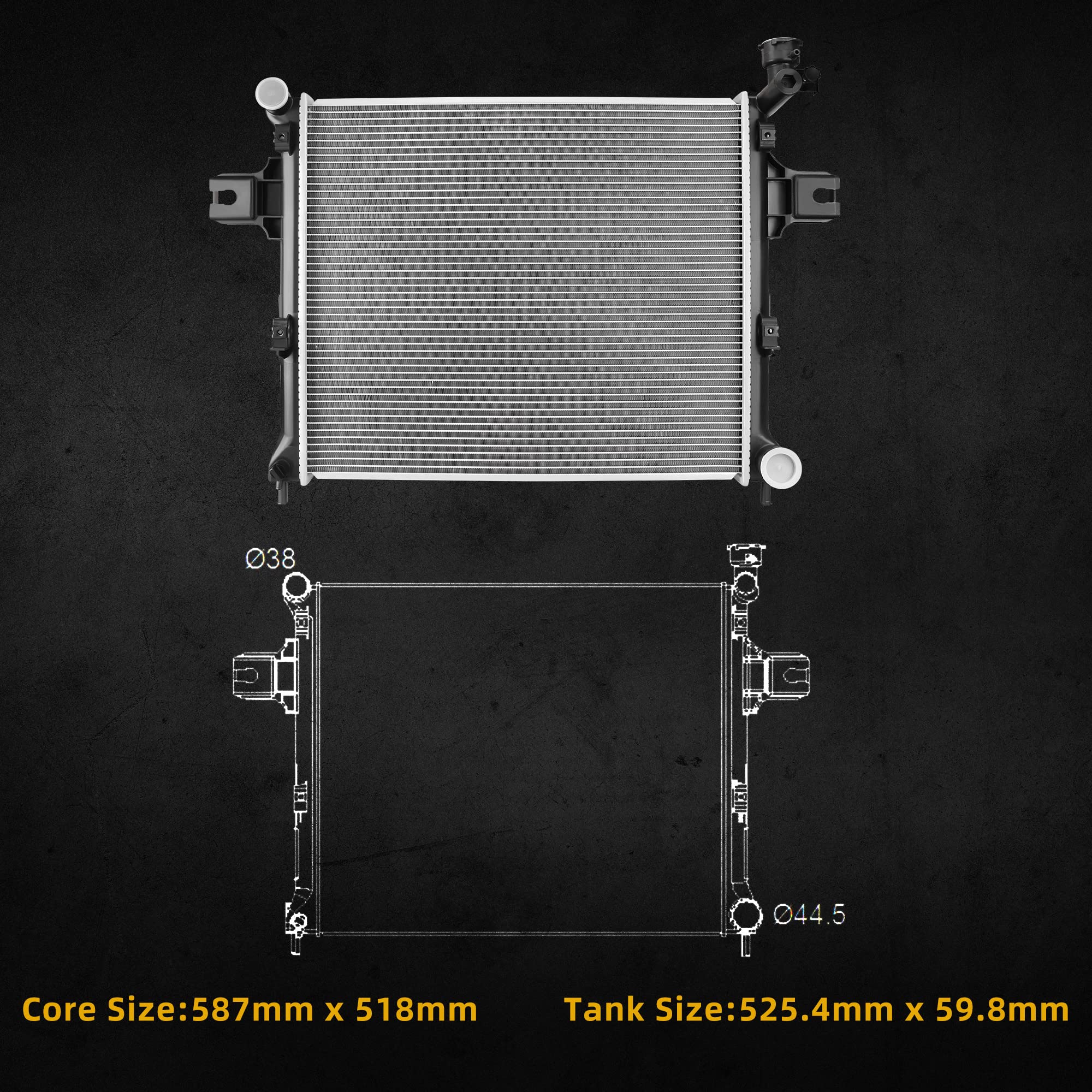 Dwvo Complete Radiator Compatible With Jeep Tj, For Jeep Wrangler 2.4L 2.5L 4.0L 4.2L V4 V6 Dwrd1010