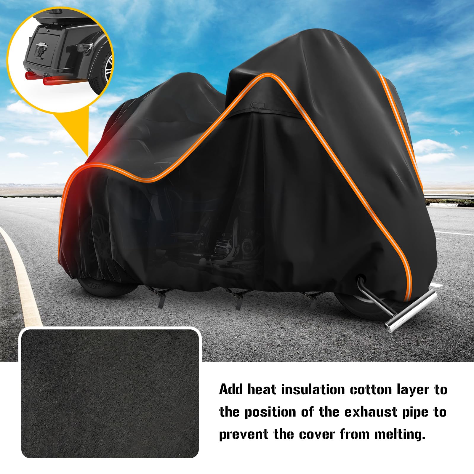 420D Motorcycle Cover For Trike Models Freewheeler, Tri Glide Ultra And Cvo Version, Outdoor Bike Cover Windproof Heavy Duty Wat