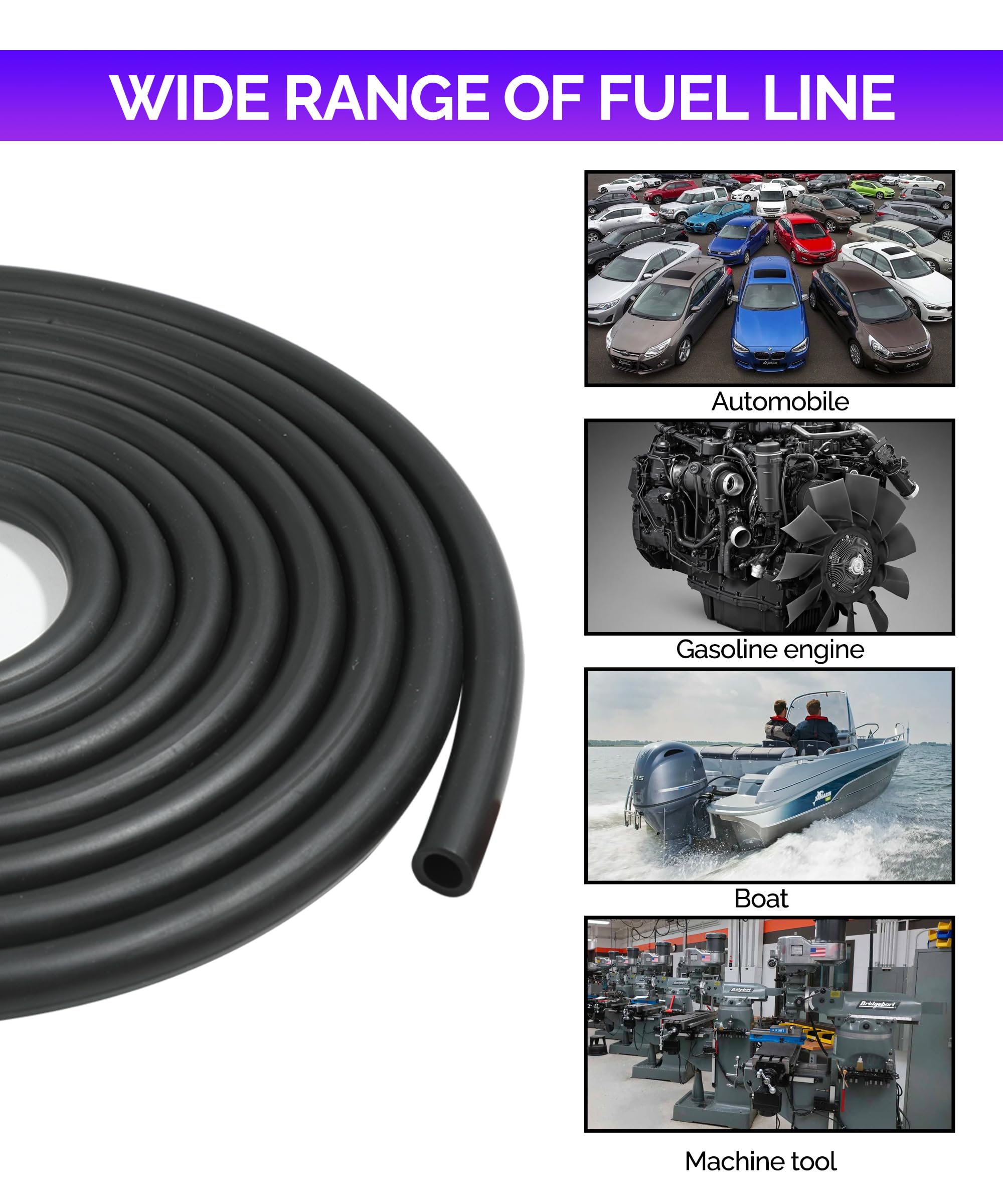 Racoona 9.85Ft Fuel Line,1/4'' Id Fuel Line Hose With 20Pcs 2/5'' Id Hose Clamps,Car Accessories Gas Line Small Engine Fuel Line