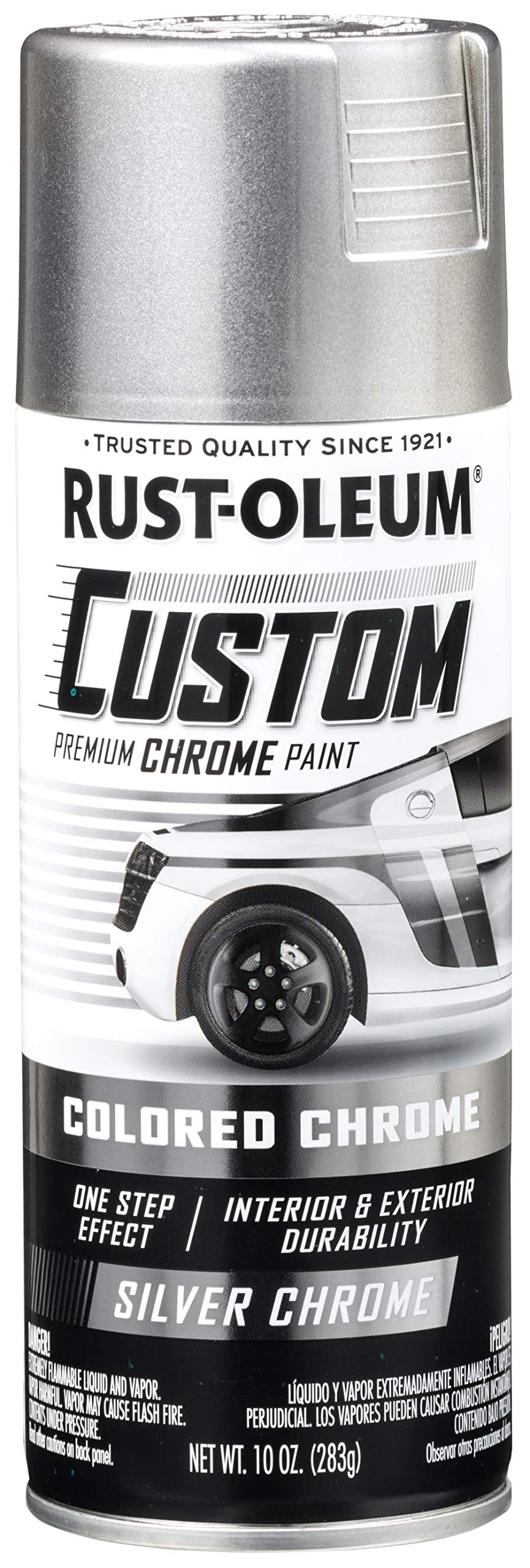 Rust-Oleum 340558 Automotive Custom Chrome Spray Paint, 10 oz, Silver