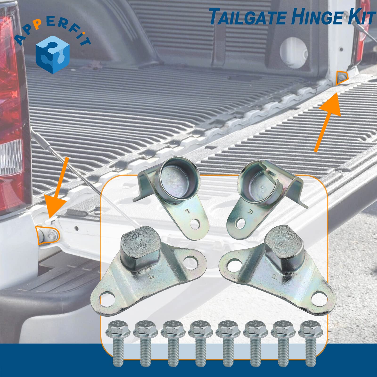 Apperfit Tailgate Hinge Kit Compatible With 1999-2006 Chevy Chevrolet Silverado Gmc Sierra 1500 2500 3500 Pickup Replaces 15074252 15074253 15078745 15078746
