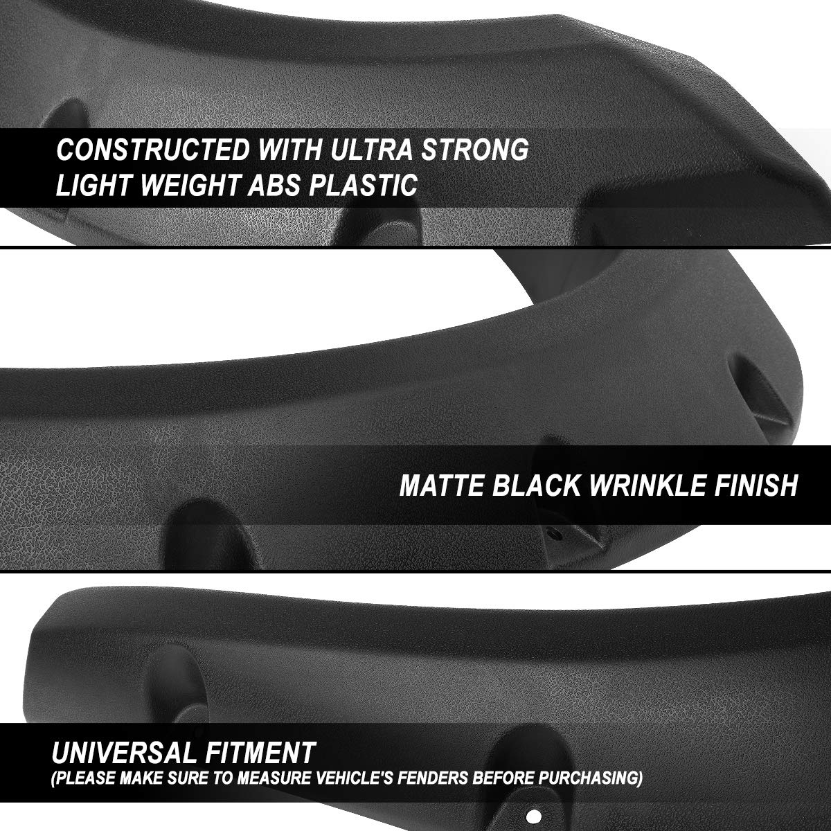 DNA MOTORING Pocket-Riveted Design Wheel Fender Flares Compatible with 09-10 Dodge Ram 1500 11-18 Ram 1500 Fleetside Bed, Black,