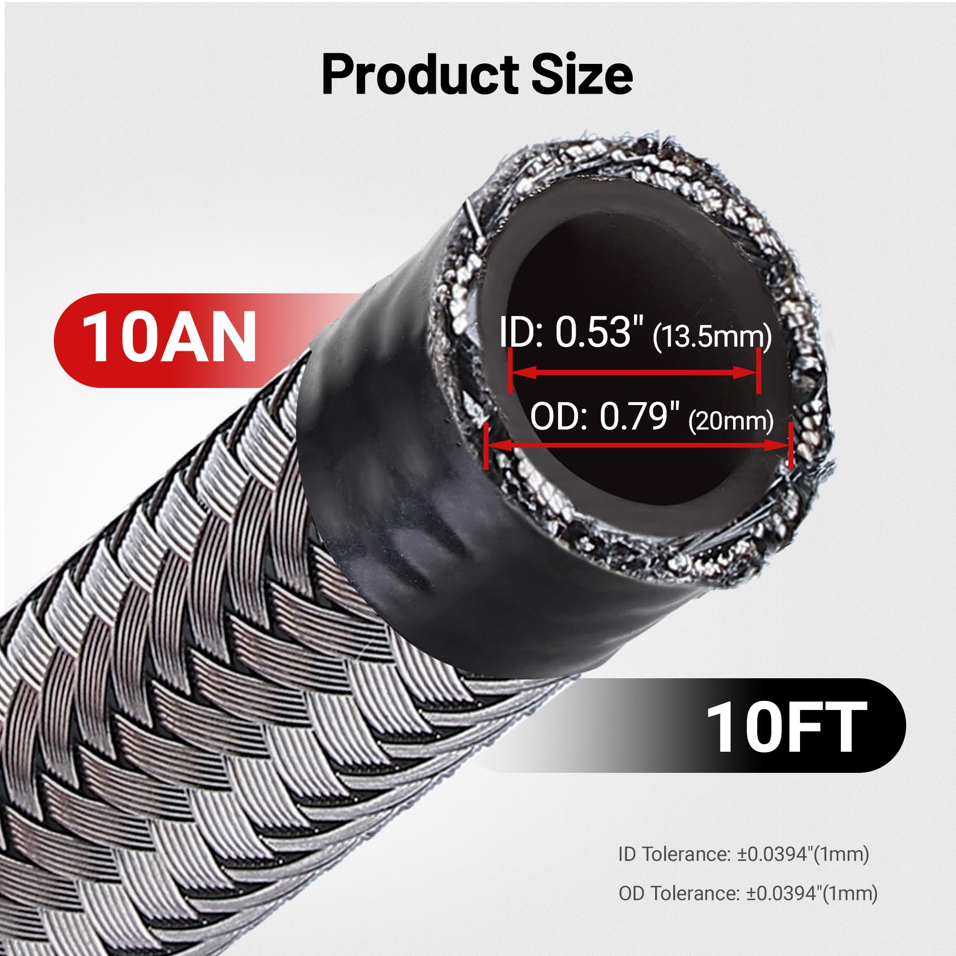 Evil Energy 10An Fuel Line, An10 Braided Fuel Hose Nylon Cpe 10Ft Sliver