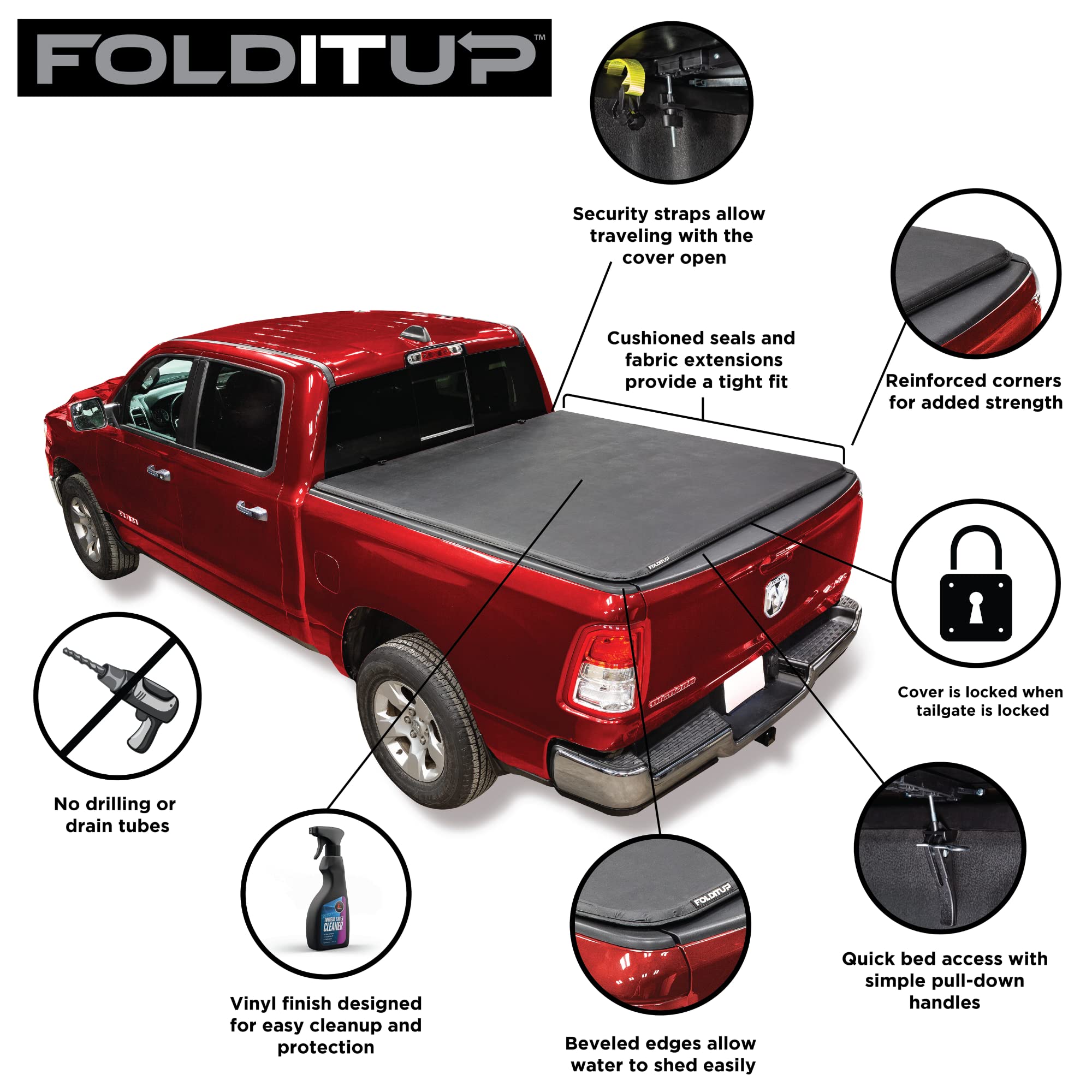 Leer Folditup Toyota Tacoma Tonneau Cover | Fits Toyota Tacoma With 52    Bed W/Track (2016-2023) | Does Not Fit Trail Edition |
