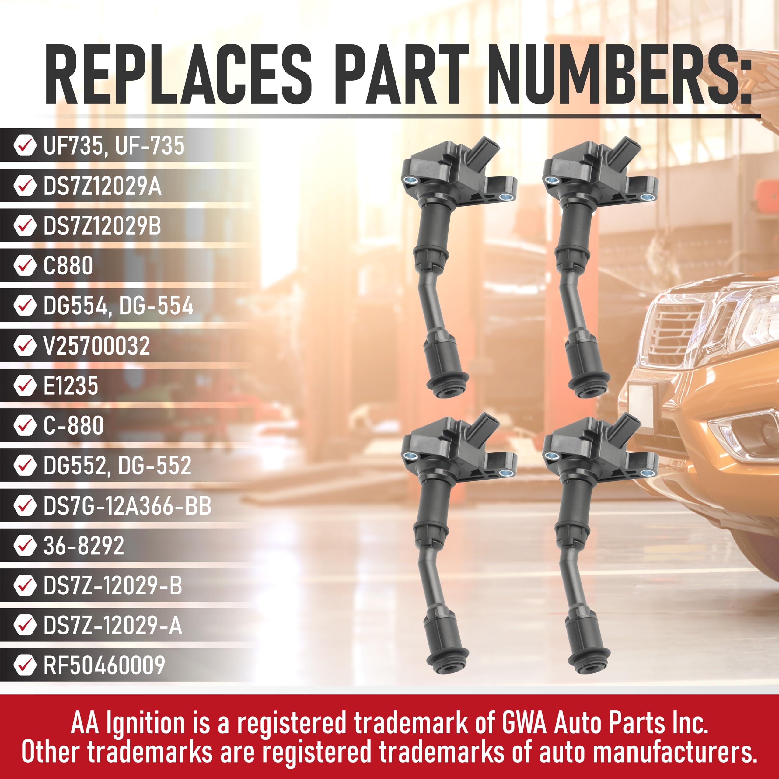 Ignition Coil Pack Set Of 4 By Aa Ignition - Compatible With Ford L4 1.5L - 2014, 2015, 2016, 2017, 2018, 2019, 2020 Fusion, 201