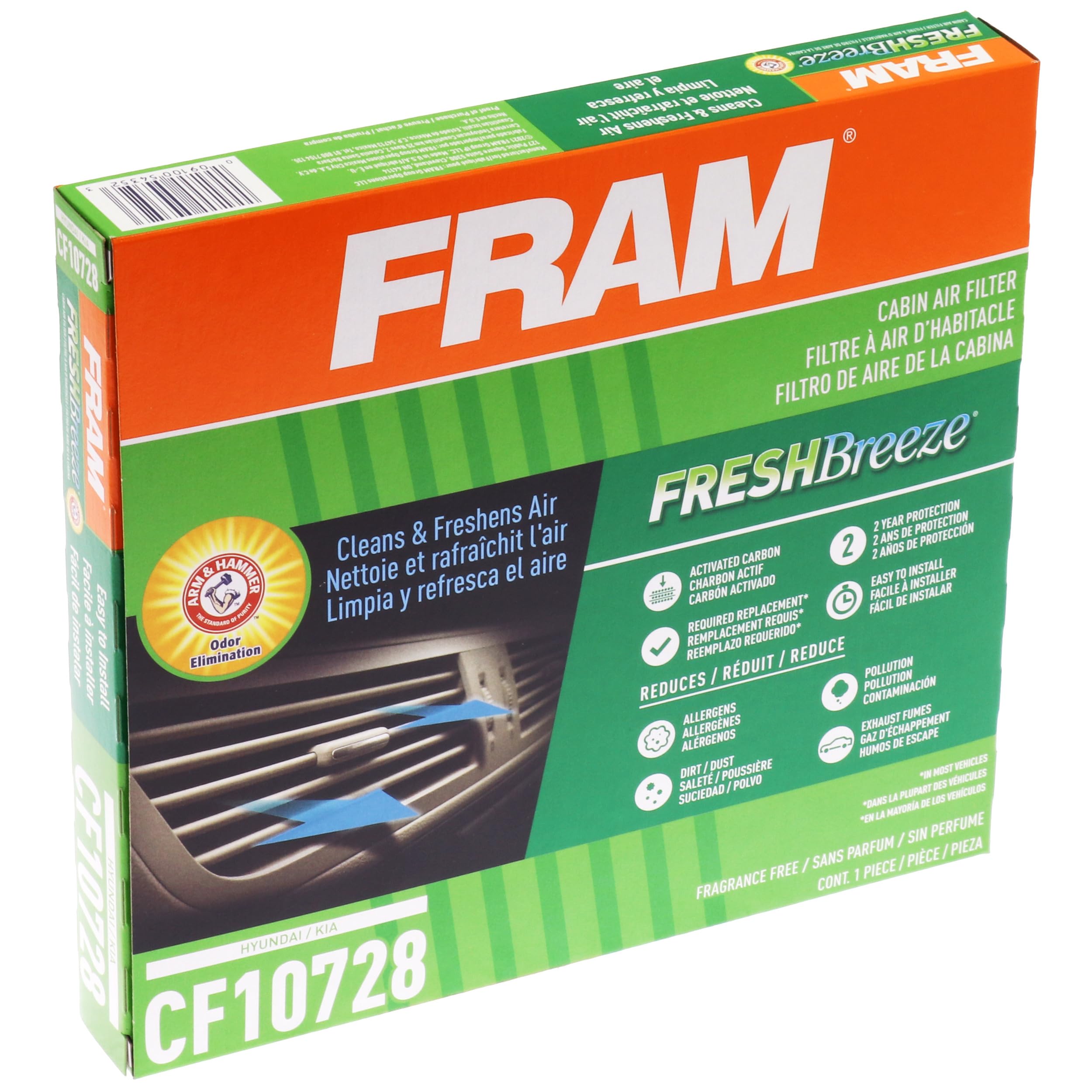 Fram Fresh Breeze Cabin Air Filter With Arm & Hammer Baking Soda, Cf10728 For Hyundai / Kia Vehicles