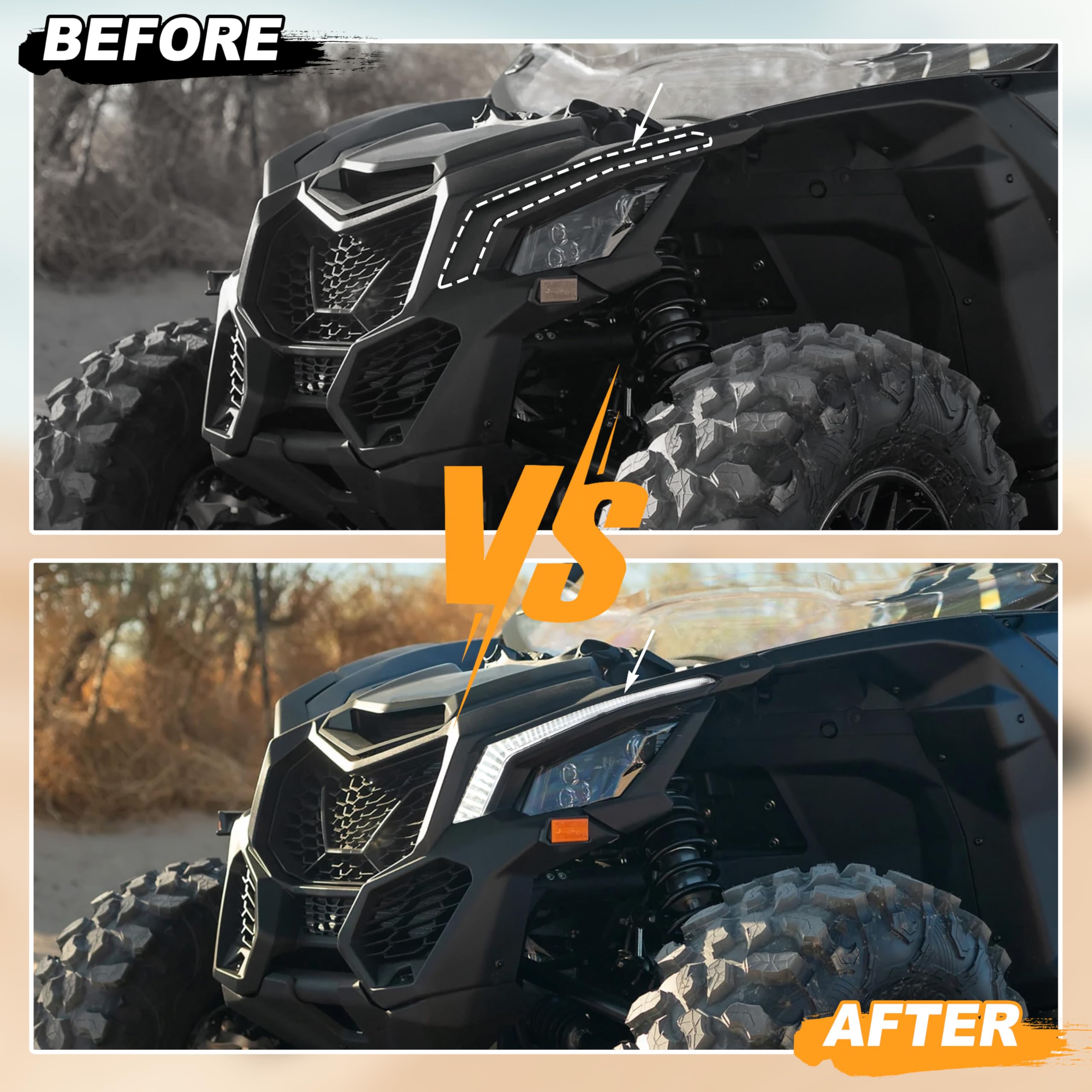 LDETXY Turn Signal Lights Front LED Fang Lights Signature Light Assembly for Can-Am Maverick X3 XDS XRS Max Turbo R Trail Sport