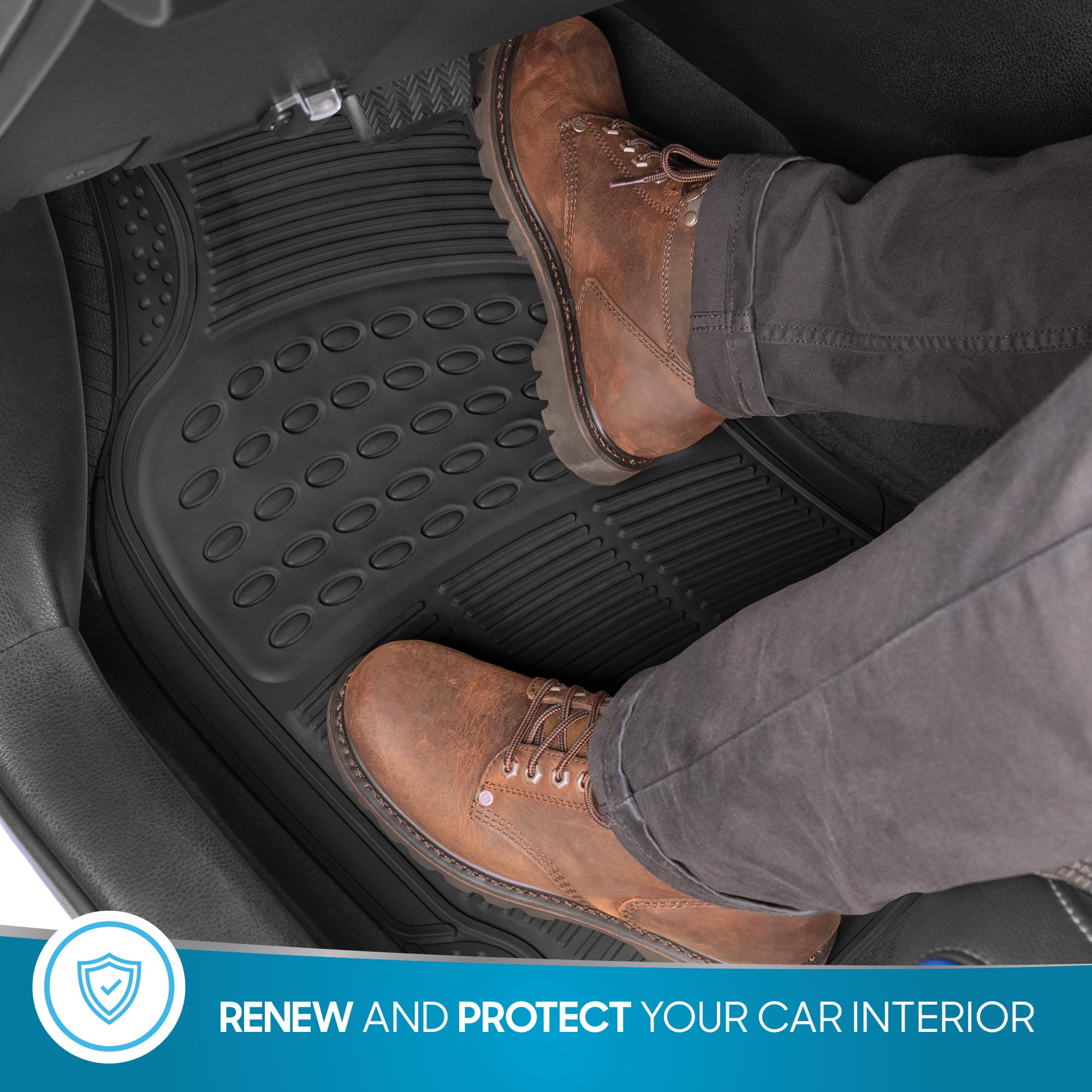 BDK ProLiner Floor Mats for Cars Trucks SUV, 2-Piece All-Weather Car Mats with Universal Fit Design, Durable Car Floor Mats with