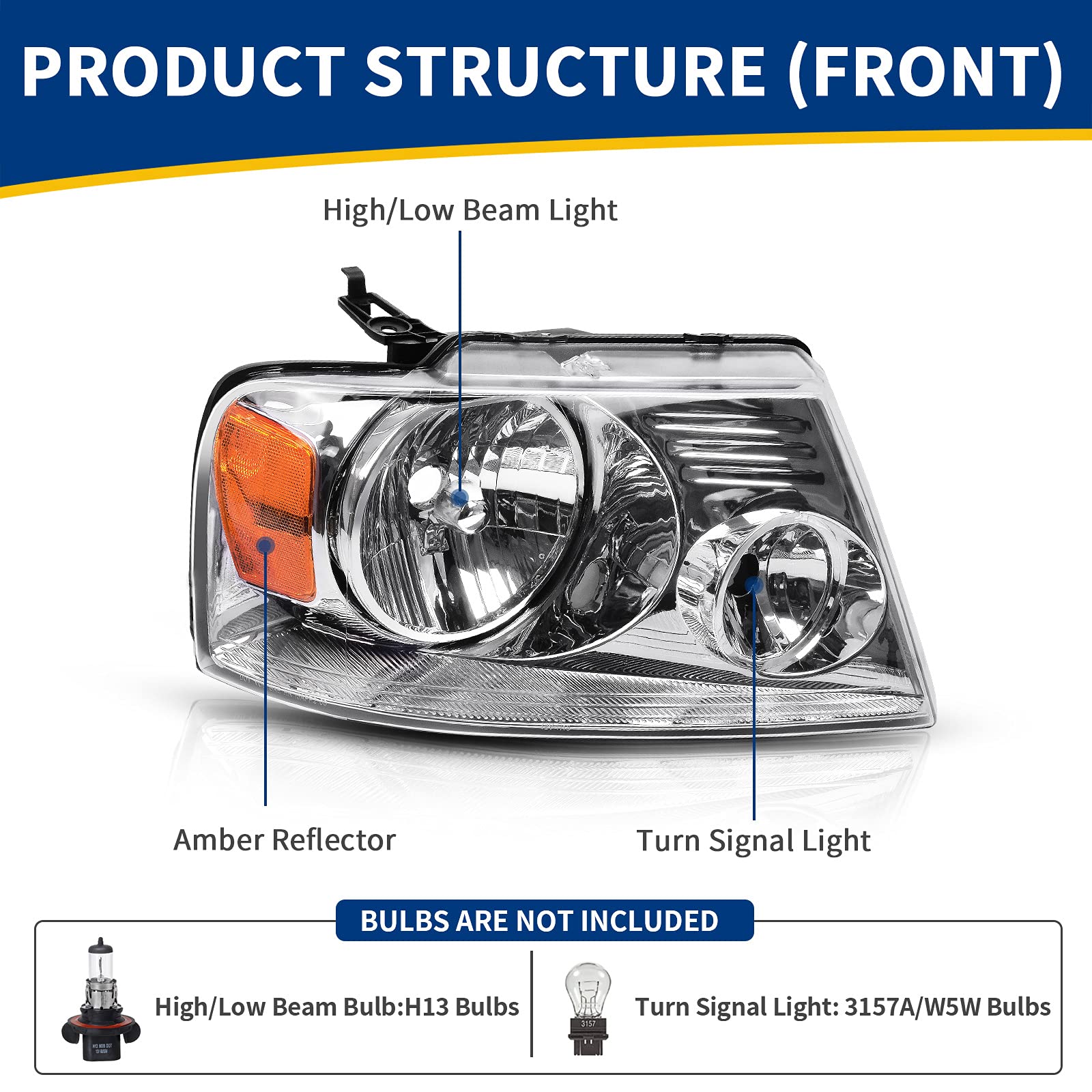Autosaver88 Headlight Assembly Compatible With 2004 2005 2006 2007 2008 Ford F150 F-150 04-08/2006-2008 Lincoln Mark Lt Headlamp
