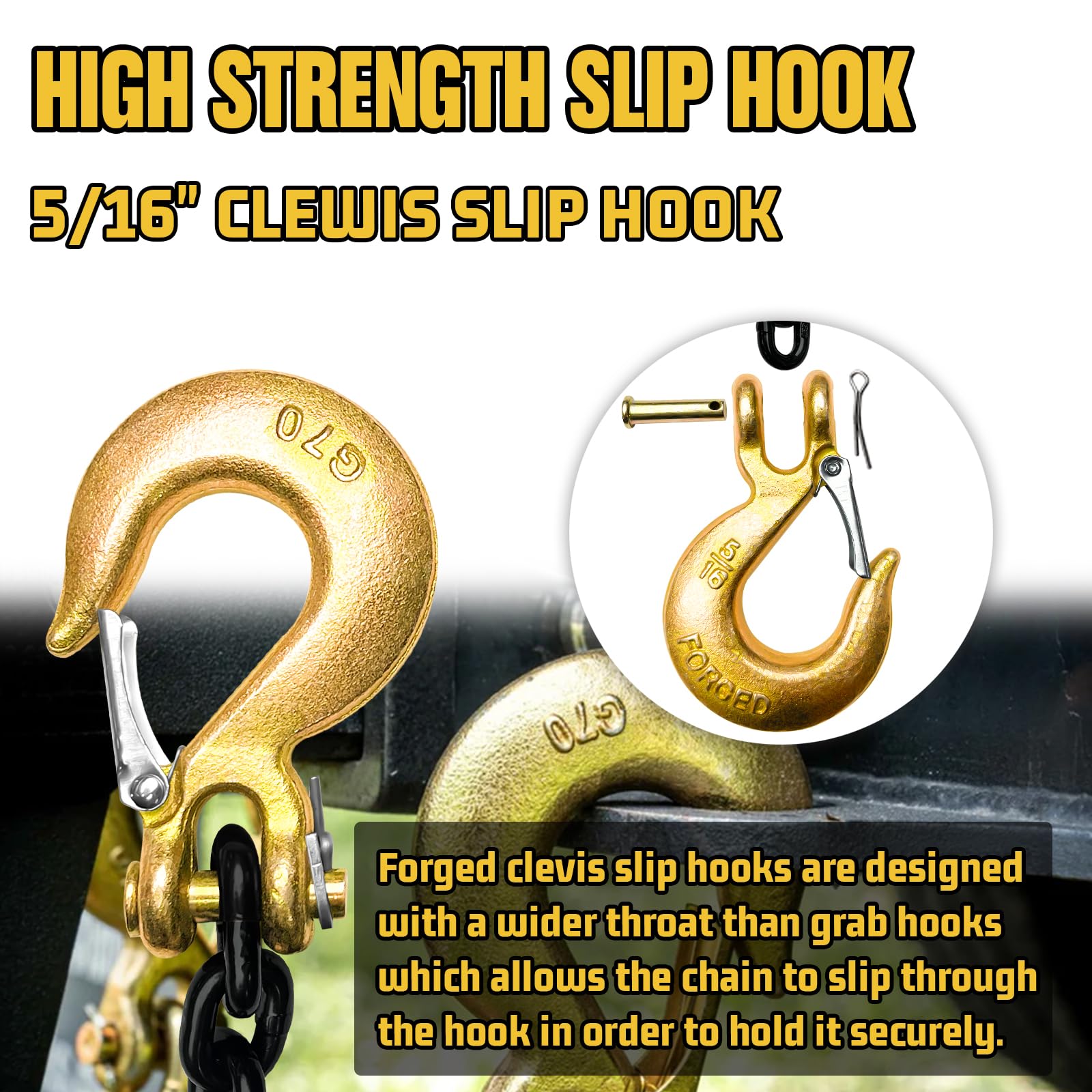 Senkeyfe 2 Pack 5/16'' Trailer Safety Chains 35 Inch Trailer Chains With Clevis Slip Hook And Chain Retainer, G80 Chains 21,000