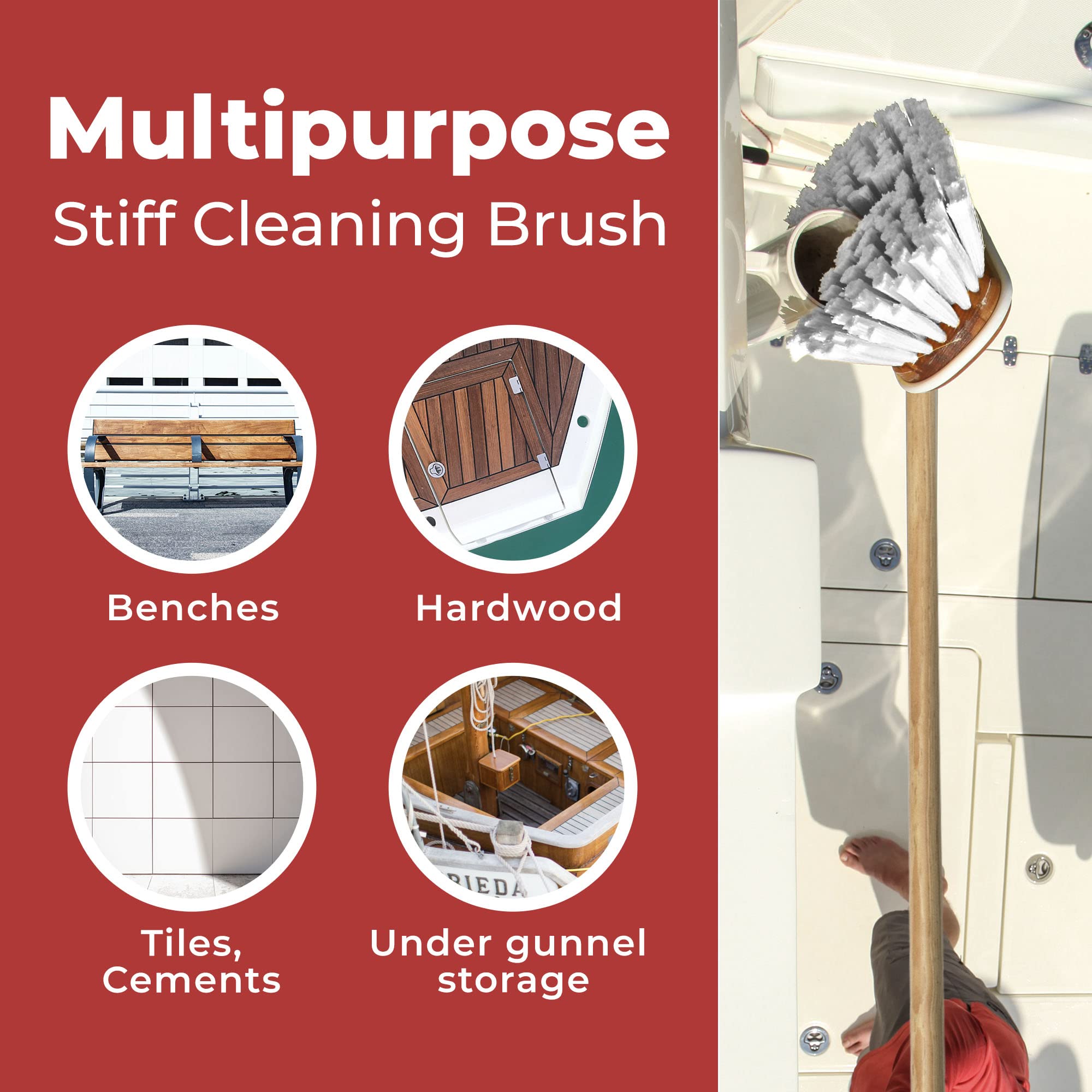 Shurhold 1950 Marine Mate 6 Inch Stiff Bristle Brush With 48 Inch Handle