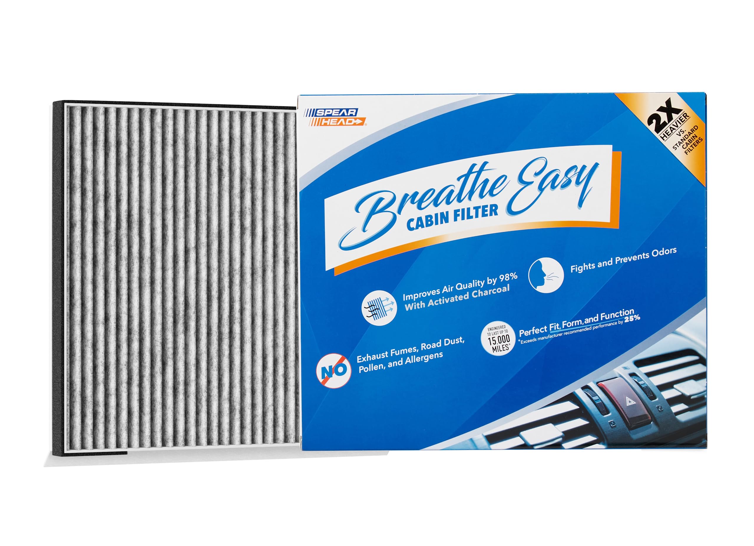 Spearhead Odor Defense Breathe Easy Cabin Filter | Fits Genesis G70 G80 G90 Gv70 Gv80, Hyundai Equus Genesis, Kia K900 Stinger Telluride | Up To 25% Longer Lasting W/Activated Carbon (Be-735)