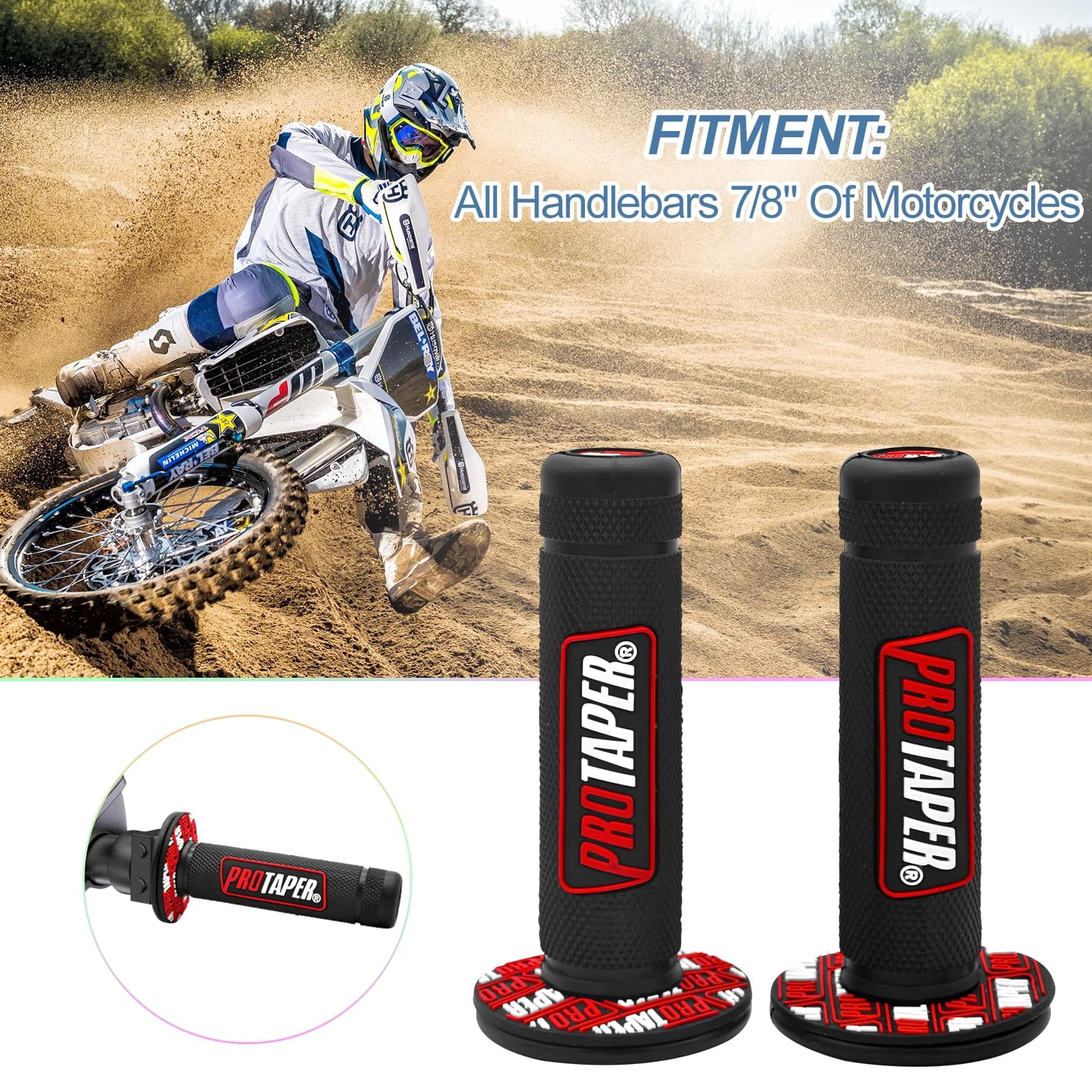 0769Fuwu Linekong 7/8' 22Mm Twist Throttle Grips Cable For Crf Klx Ttr 110 125 150 200 250 Cc Dirt Pit Bike (Red